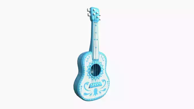Cartoon Mexican Guitar A07 White Blue - Music Instrument Design