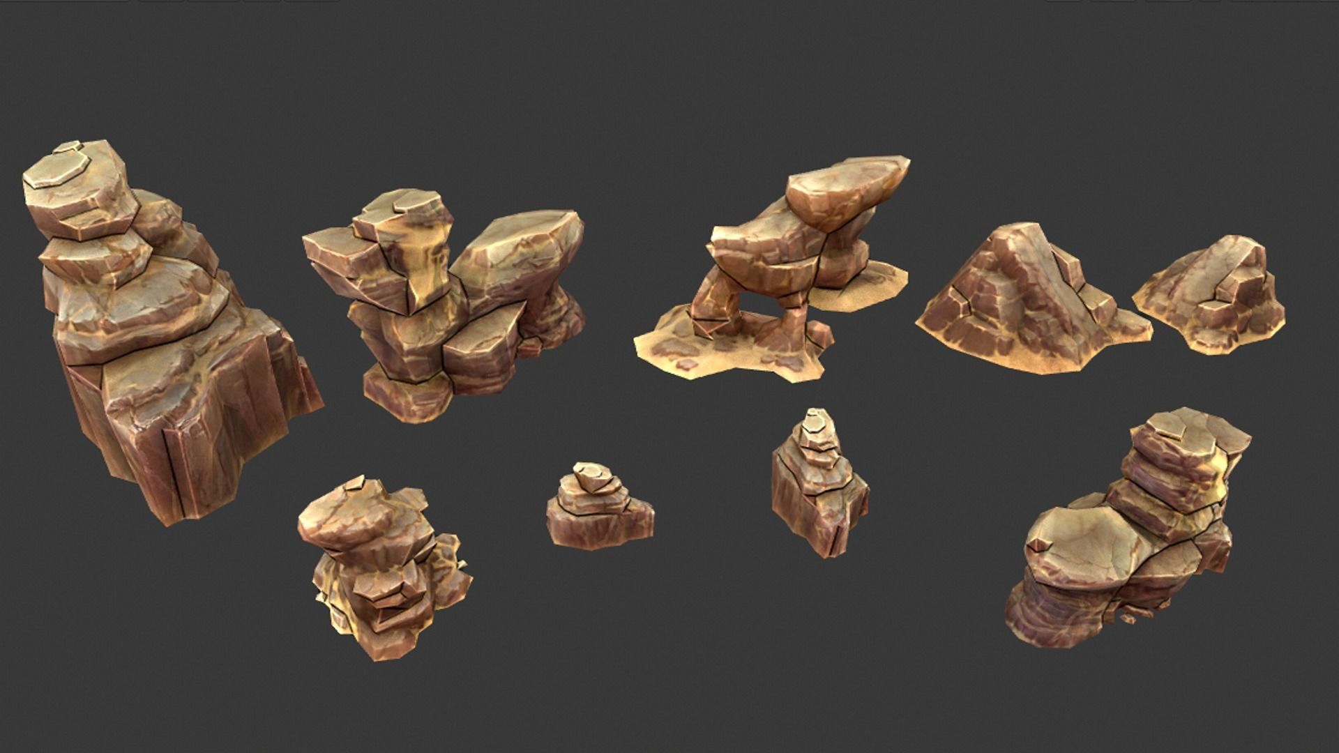 Desert Rock Pack Low-poly 3D model_12