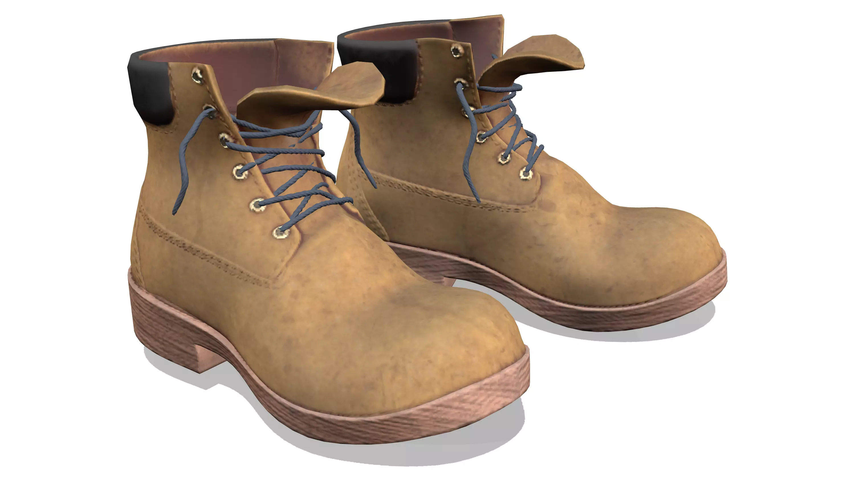 Brown Female Rapper Combat Boots Low-poly 3D model_0