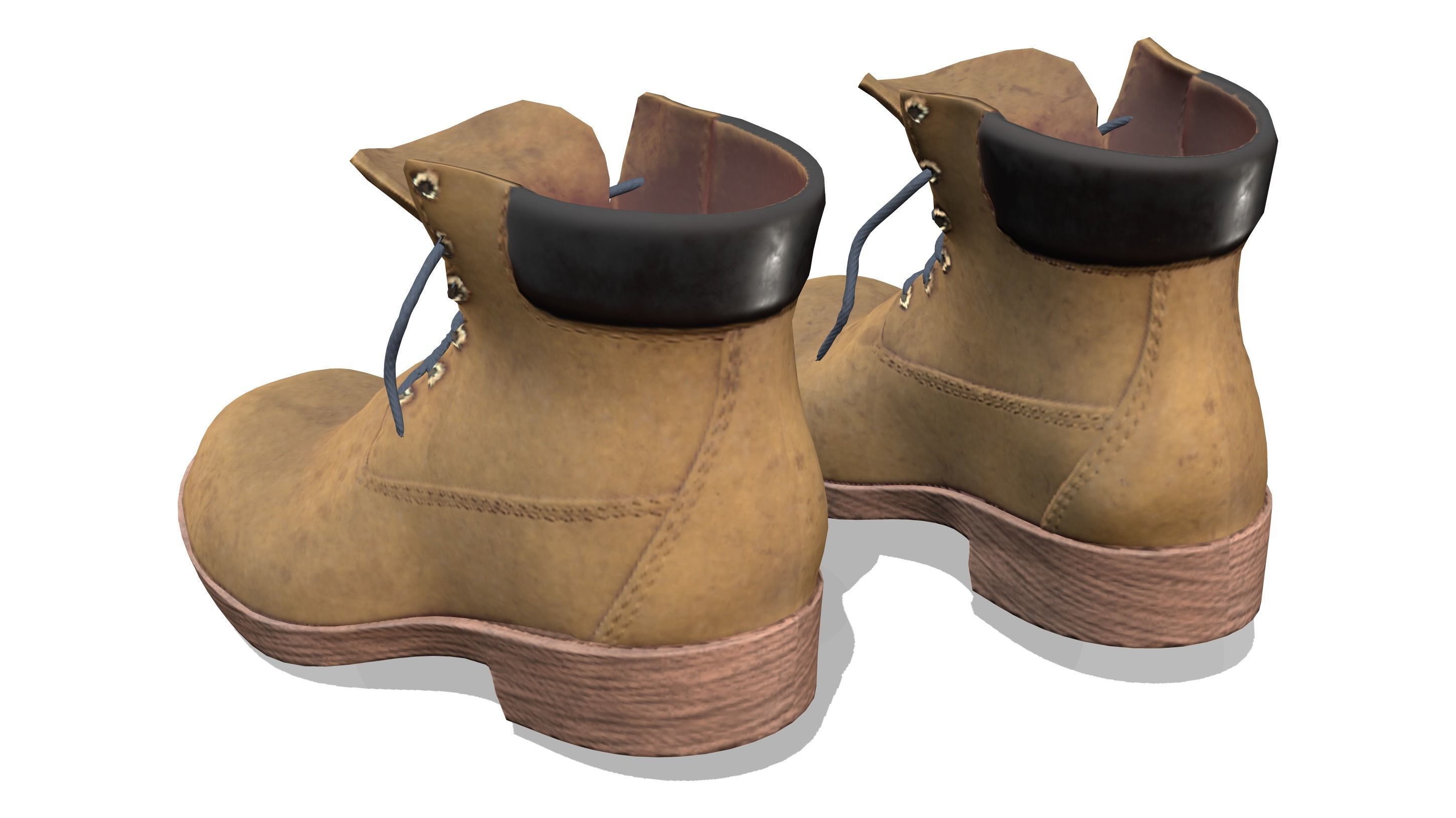Brown Female Rapper Combat Boots Low-poly 3D model_5