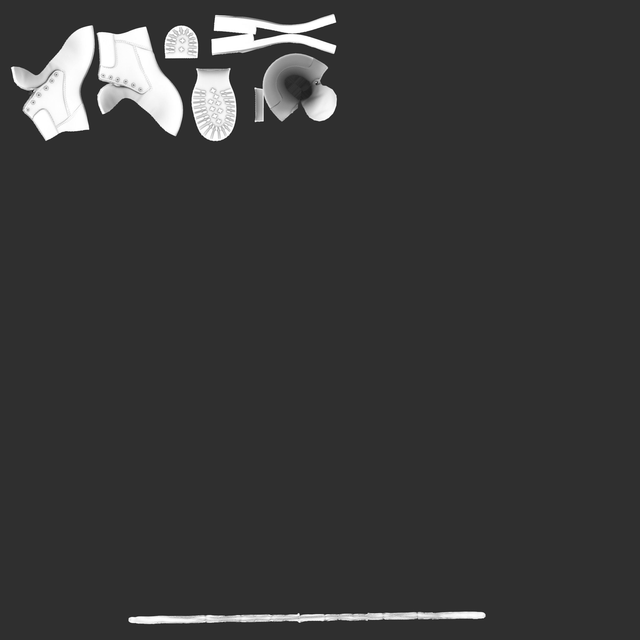 Brown Female Rapper Combat Boots Low-poly 3D model_12