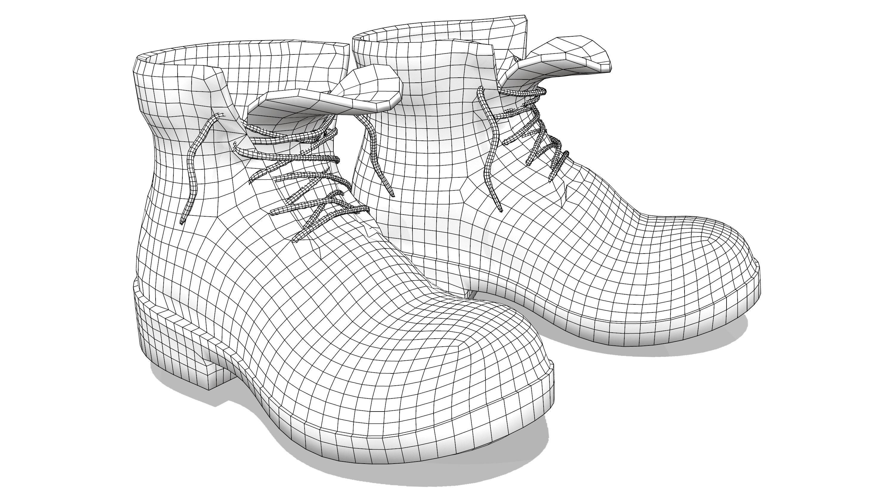 Brown Female Rapper Combat Boots Low-poly 3D model_6