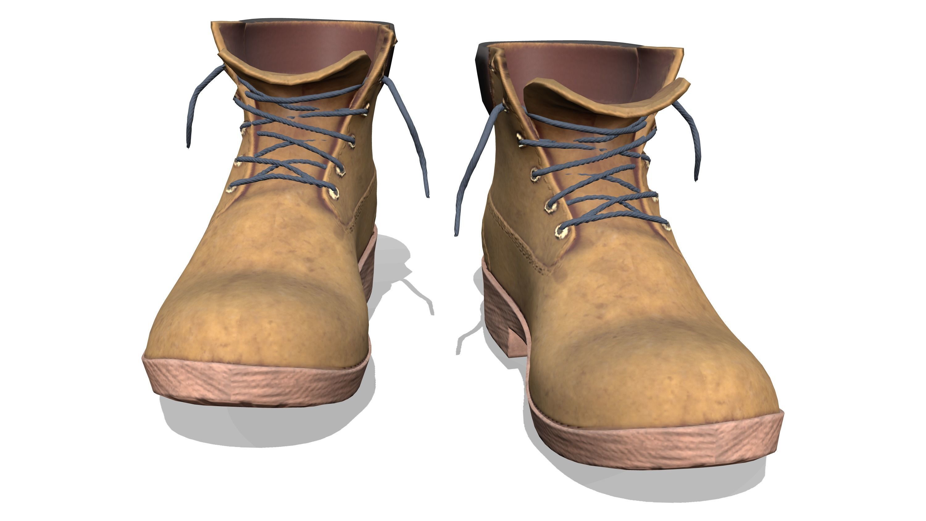 Brown Female Rapper Combat Boots Low-poly 3D model_2