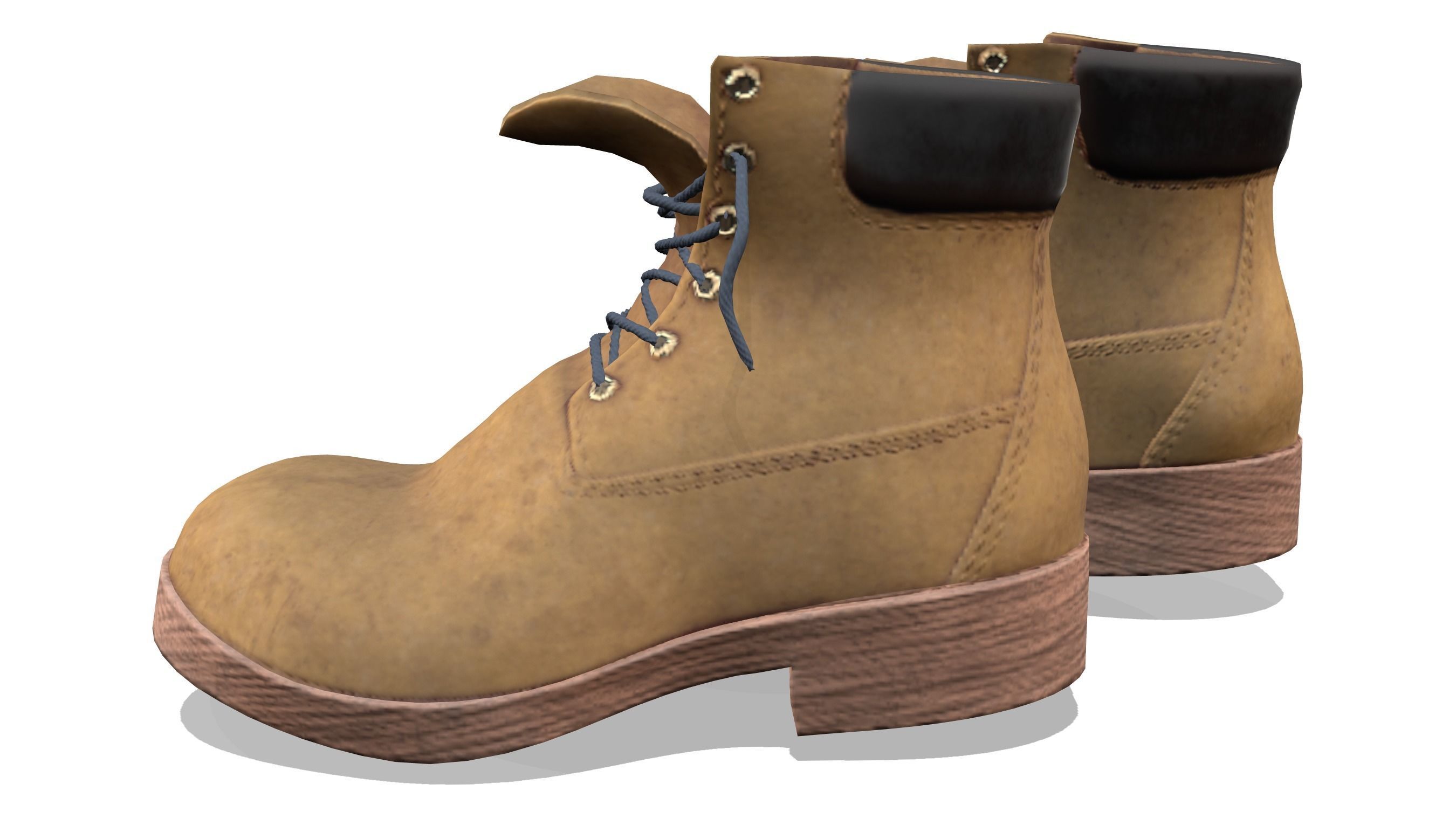 Brown Female Rapper Combat Boots Low-poly 3D model_3