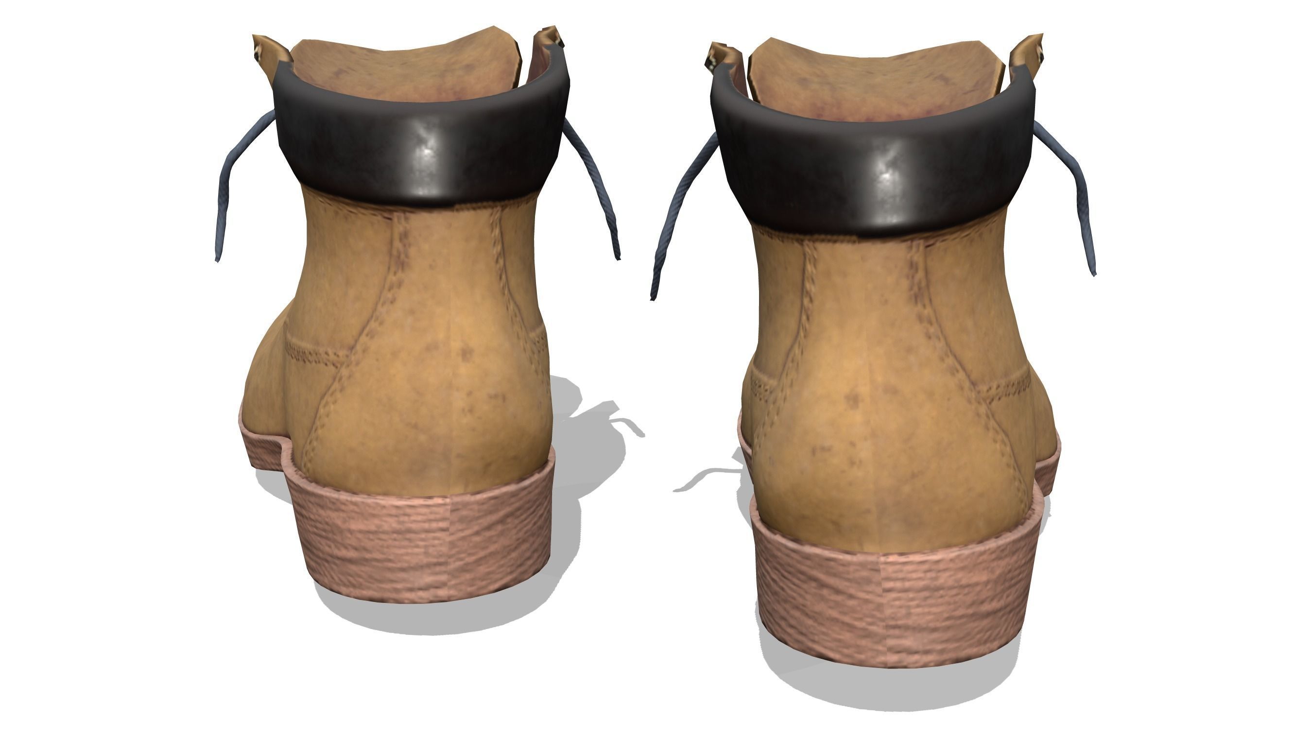 Brown Female Rapper Combat Boots Low-poly 3D model_4