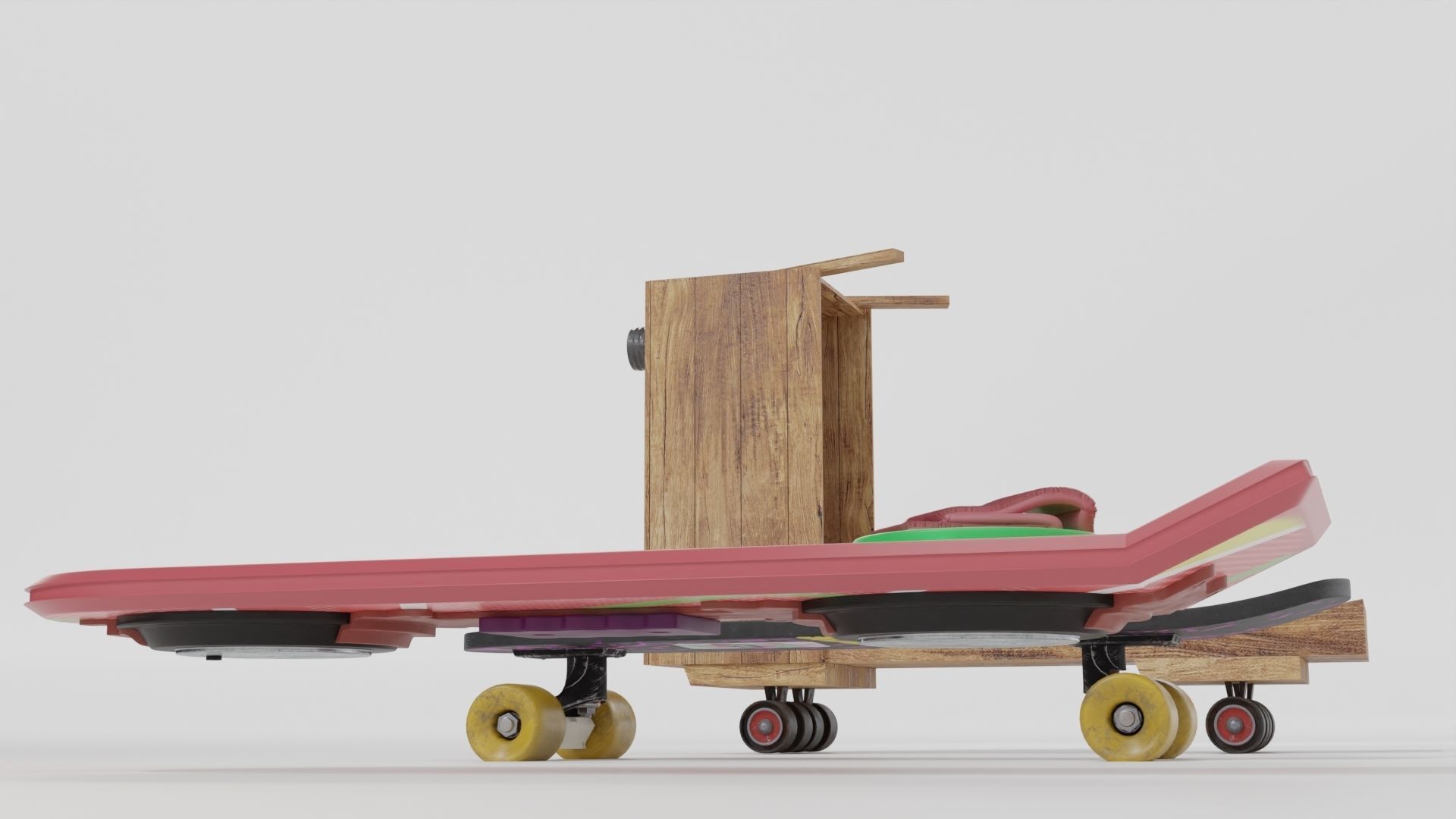 Set Hoverboard Back to the Future Part I II III 1955 1985 2015 3D model_5