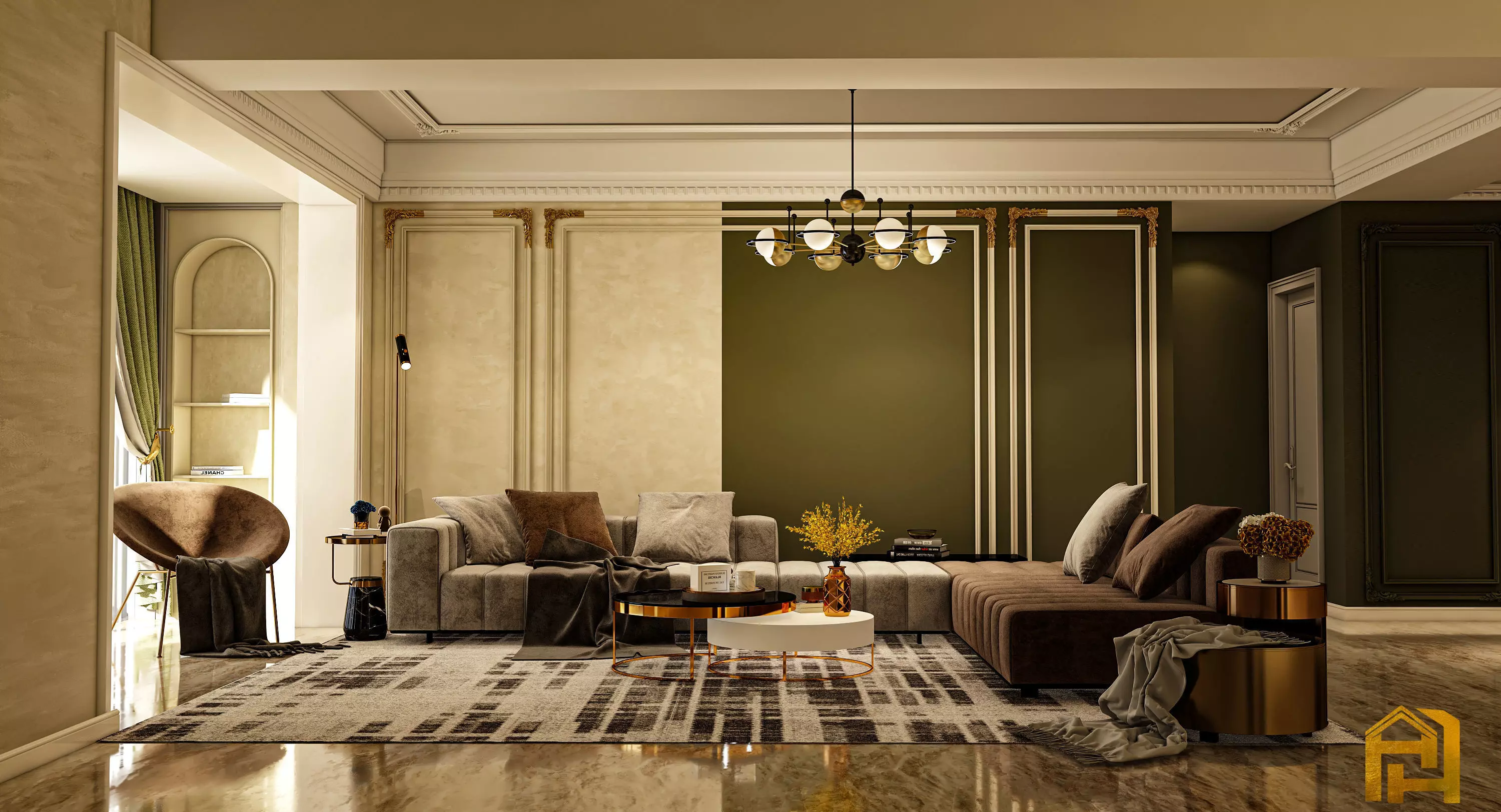 living room design 3D model_0
