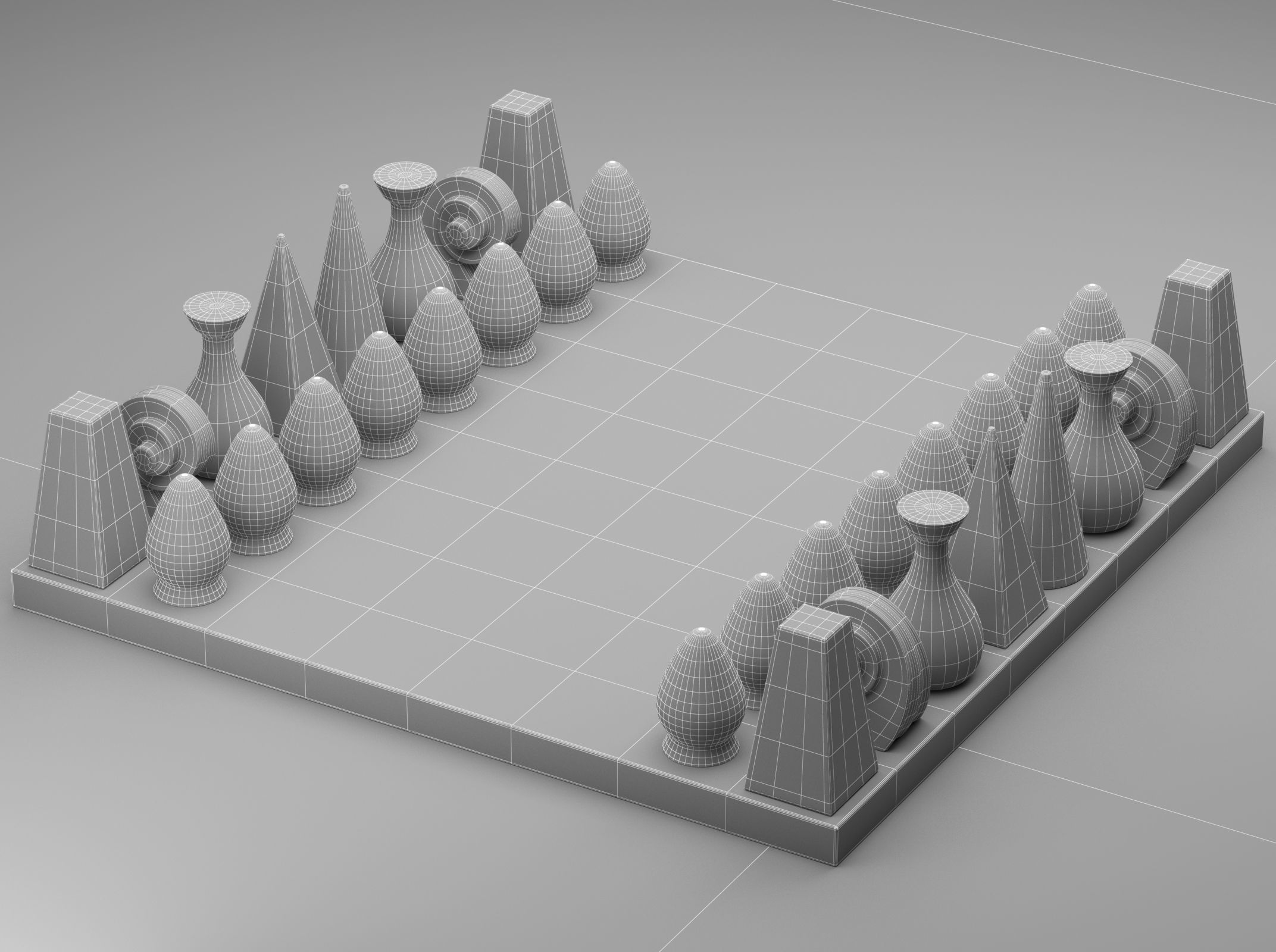 Modern Chess Set 3D model_1