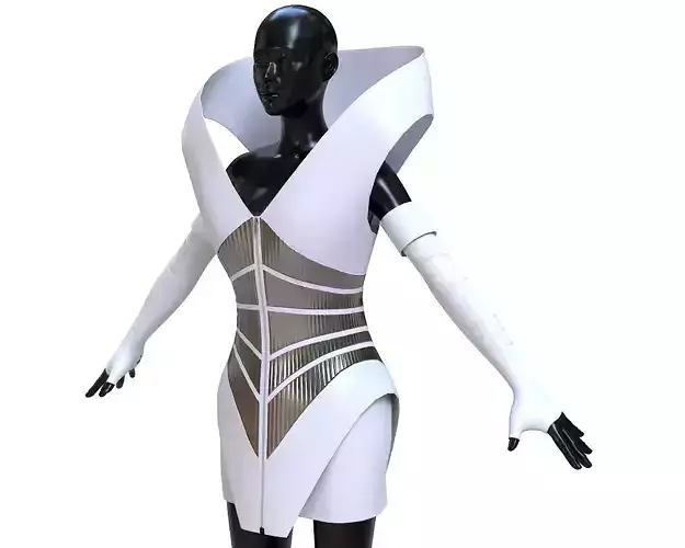 Beyonce White Dress Low-poly 3D model