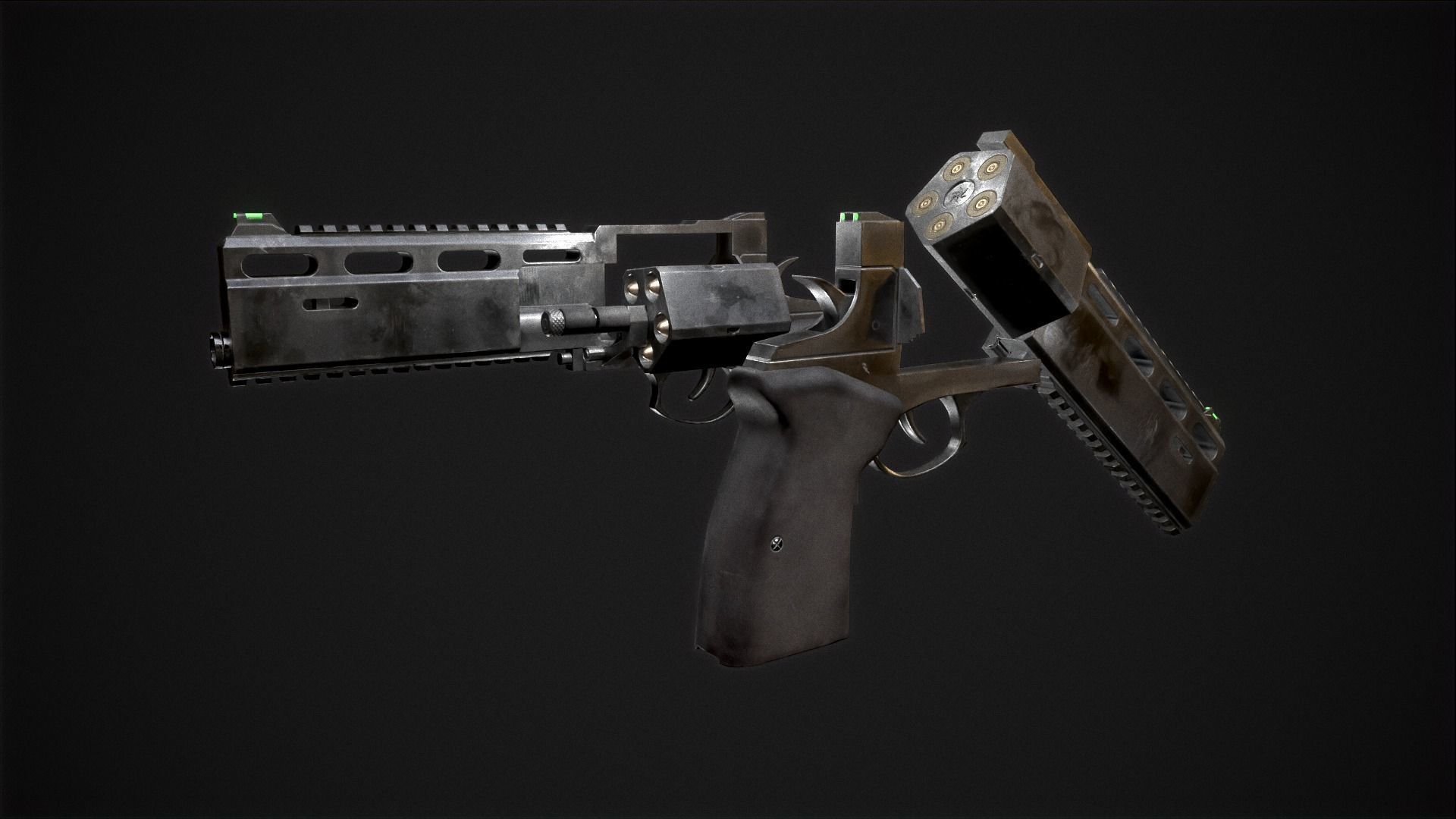 revolver Rsh-12 Low-poly 3D model_6