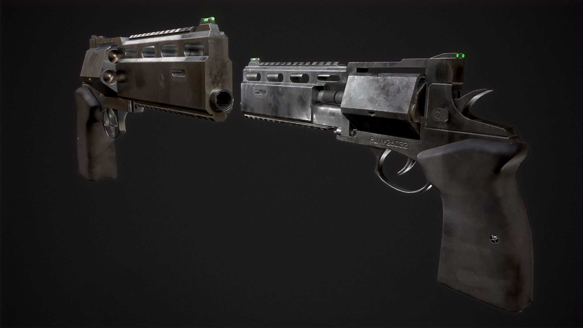 revolver Rsh-12 Low-poly 3D model_5