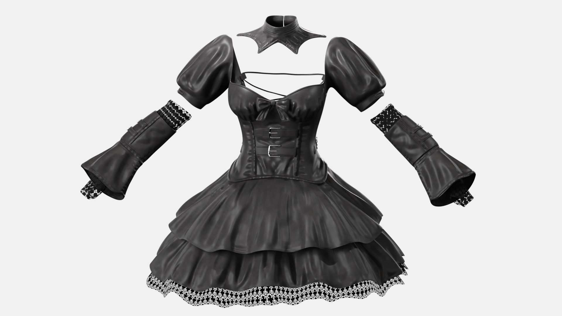 Gothic Lolita Outfit Low-poly 3D model_14