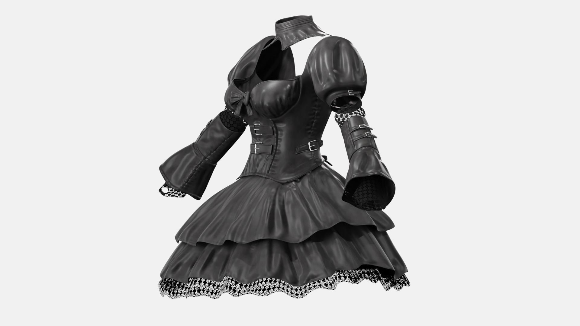 Gothic Lolita Outfit Low-poly 3D model_16