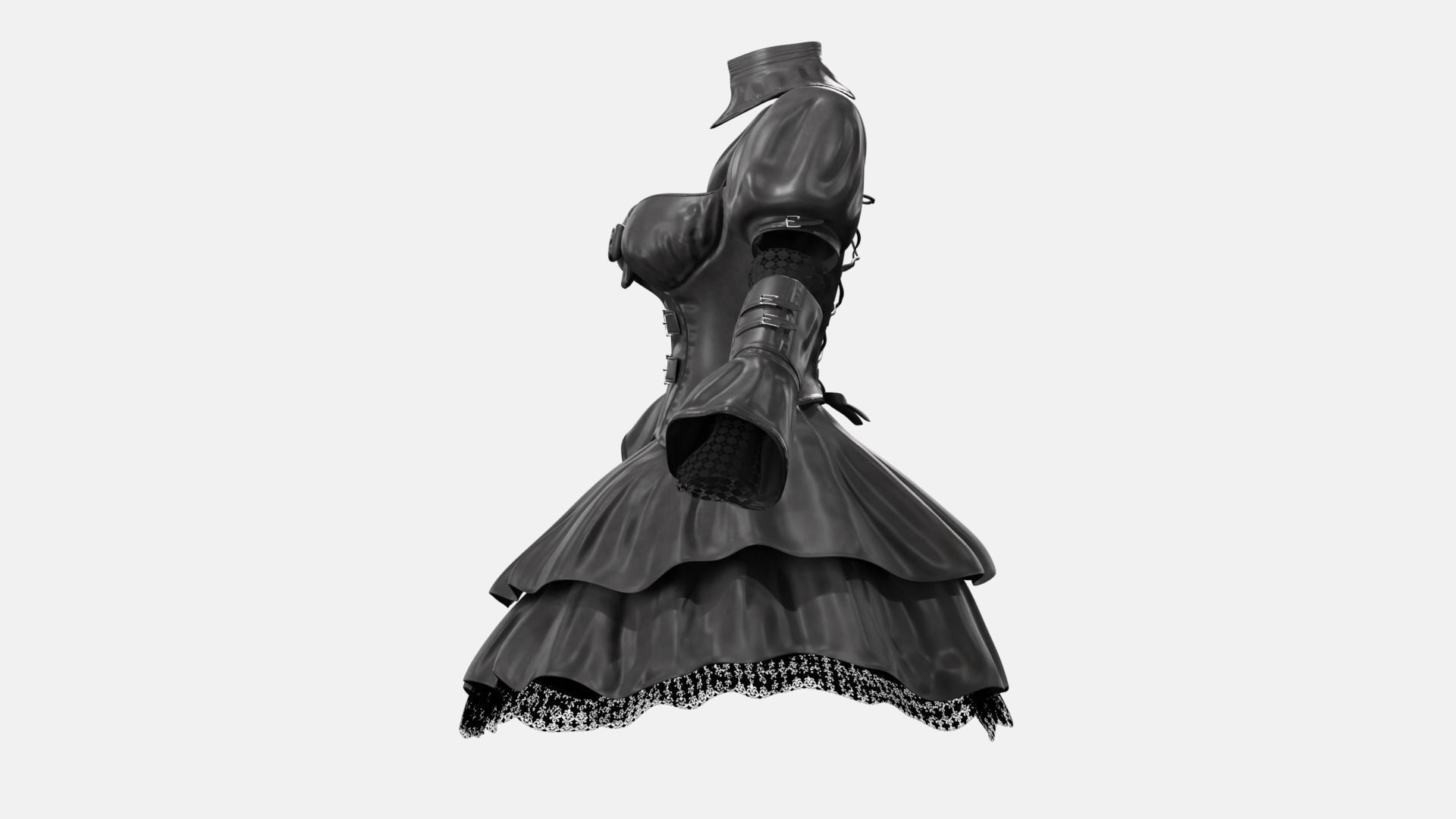 Gothic Lolita Outfit Low-poly 3D model_17