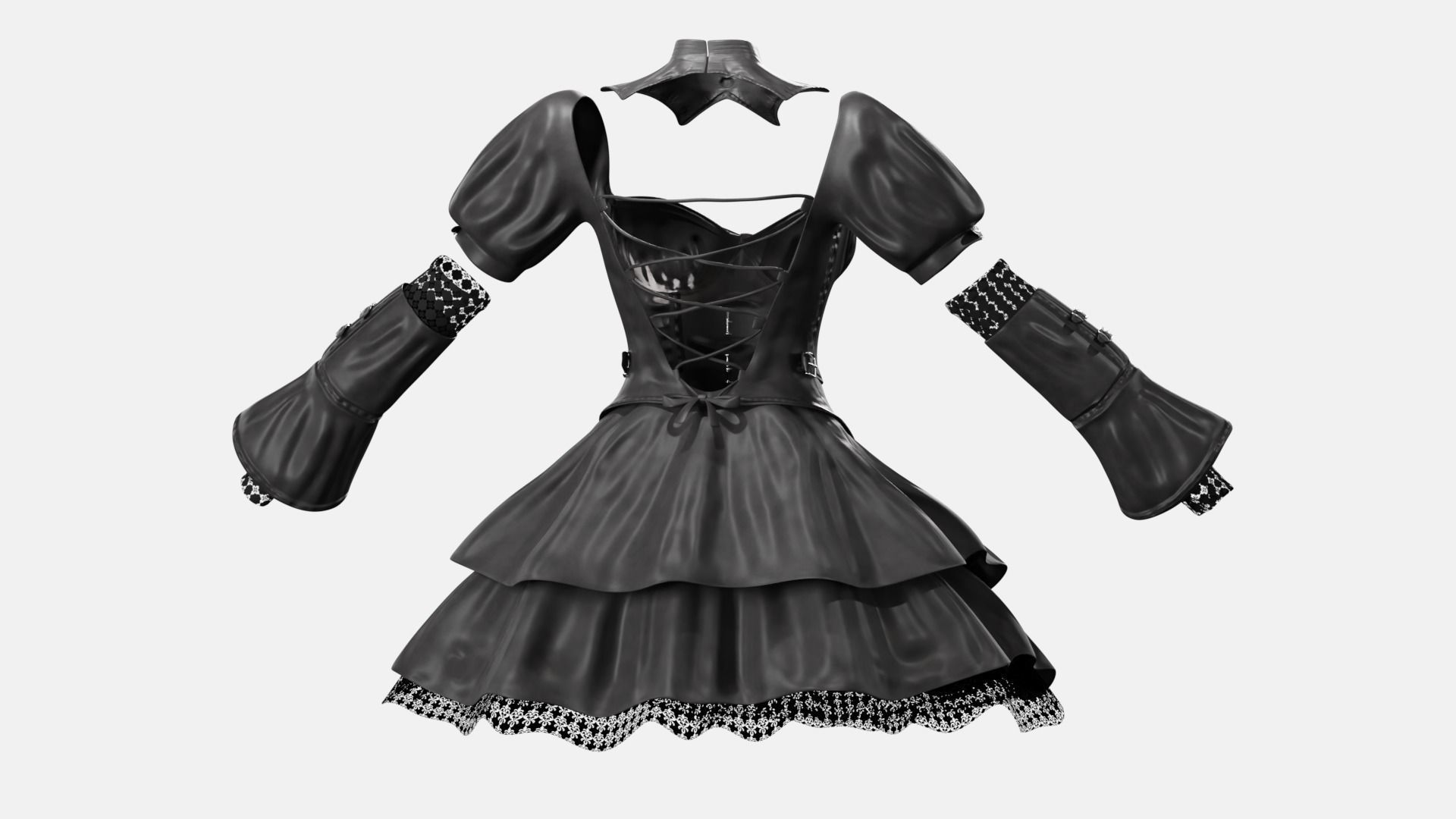 Gothic Lolita Outfit Low-poly 3D model_19