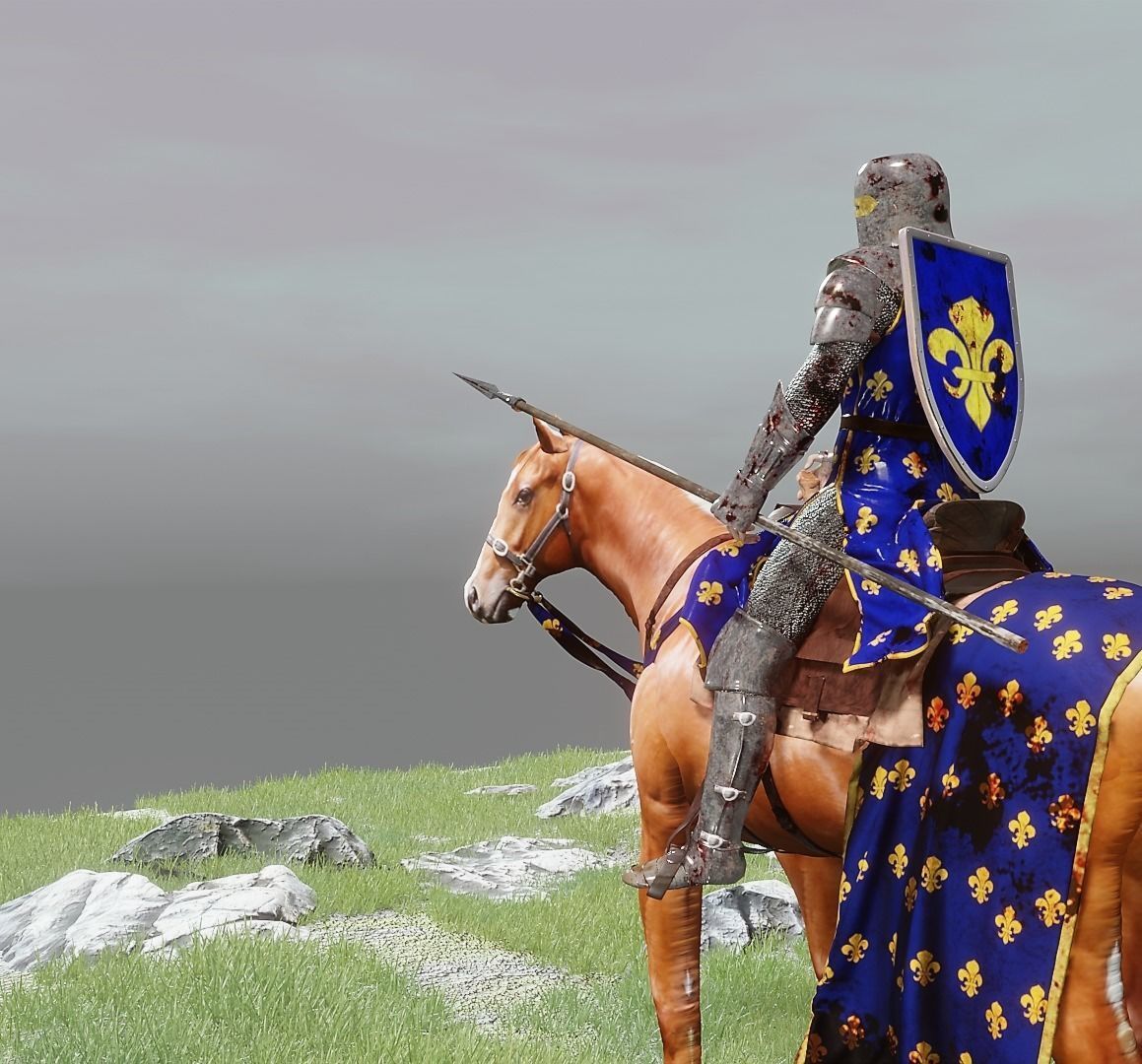 Rigged knight character and horse plus MD clothes 3D model_3