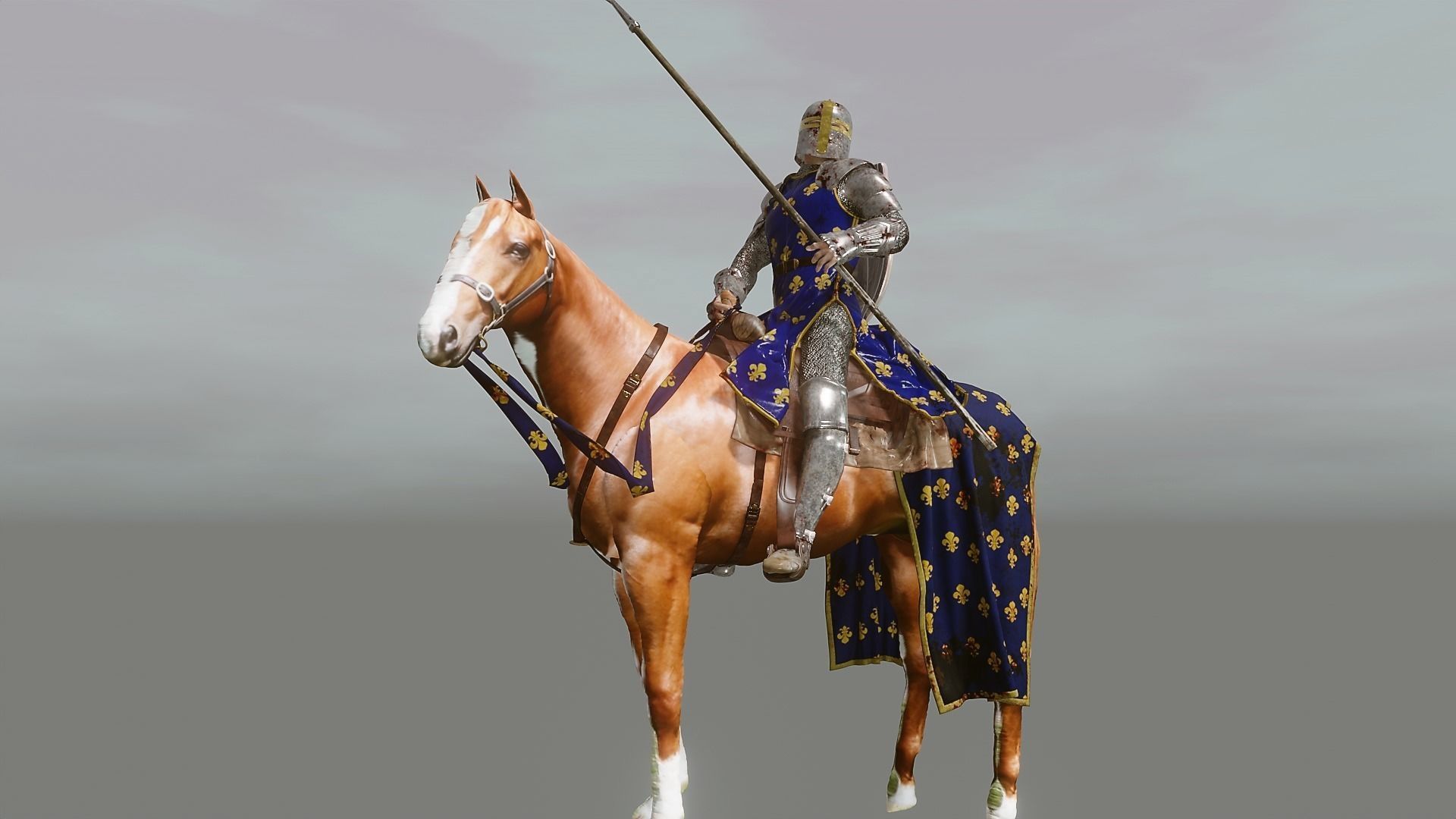 Rigged knight character and horse plus MD clothes 3D model_2