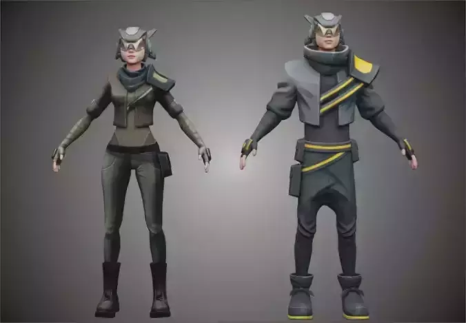 stylized girl and boy agent 