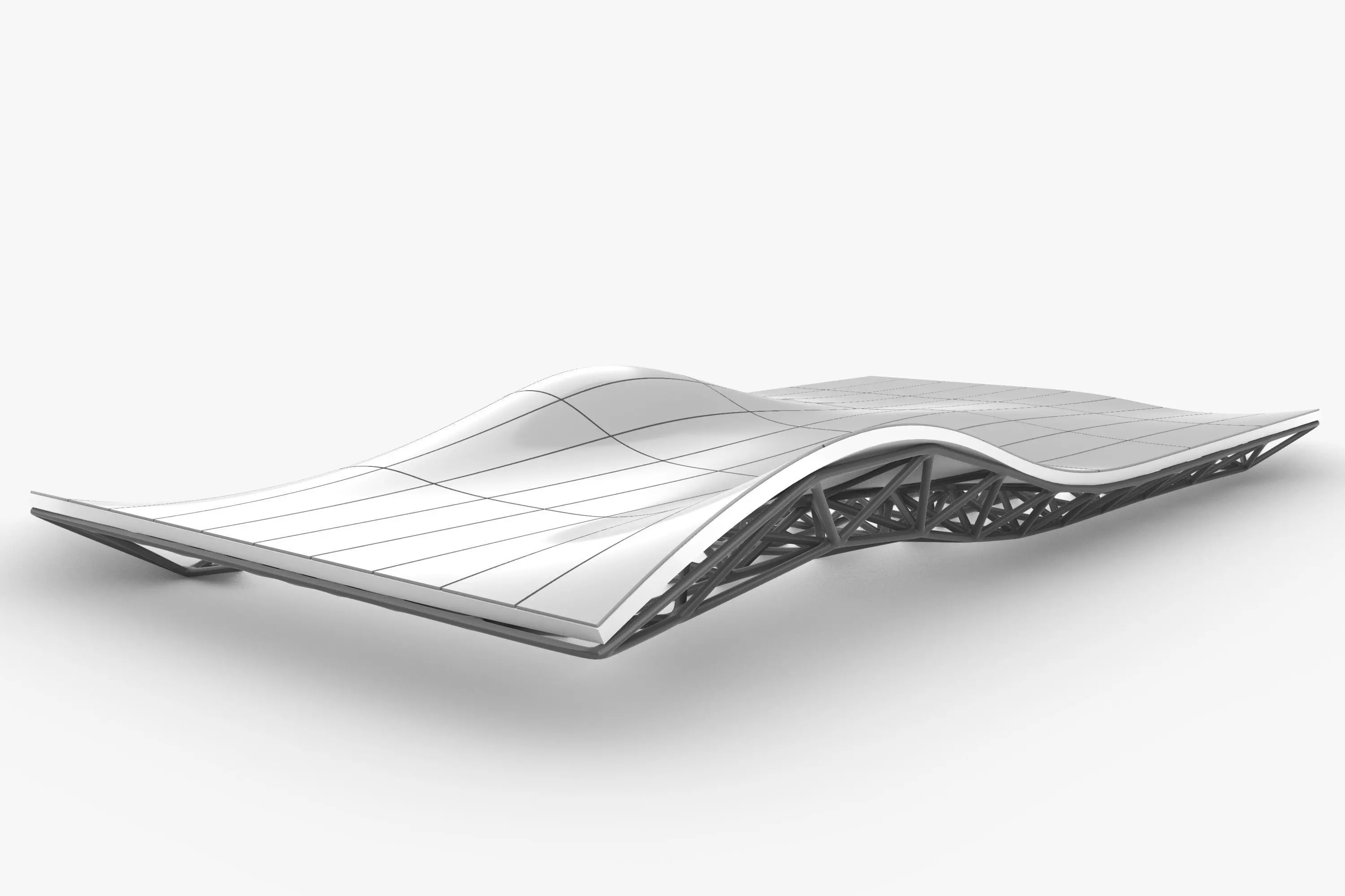 Wavy Space Truss Ceiling 3D model_0