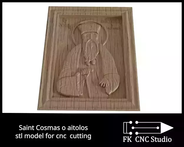 Saint Cosmas 0 Aitolos - stl file for cnc router carving