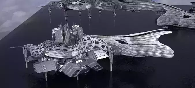 Hybrid base design Exterior Ship 11  3D model