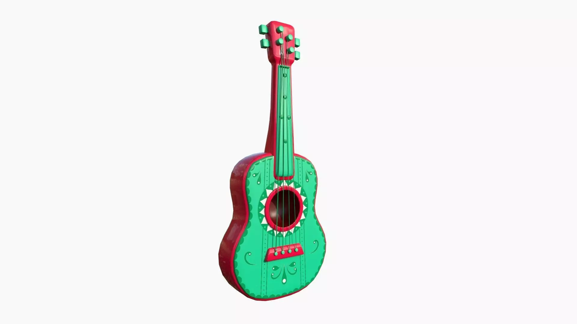 Cartoon Mexican Guitar A10 Red - Music Instrument Design Low-poly 3D model
