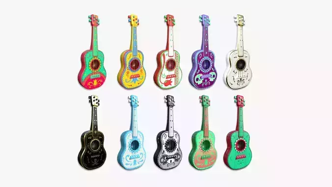 10 Cartoon Mexican Guitar Collection - Music Instrument Design