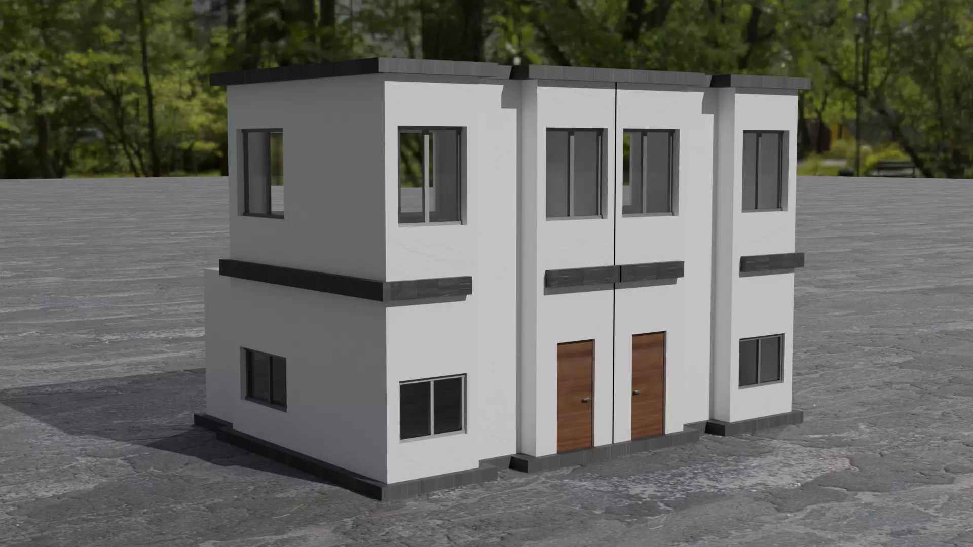 Simple Modern House 2 Low-poly 3D model_0