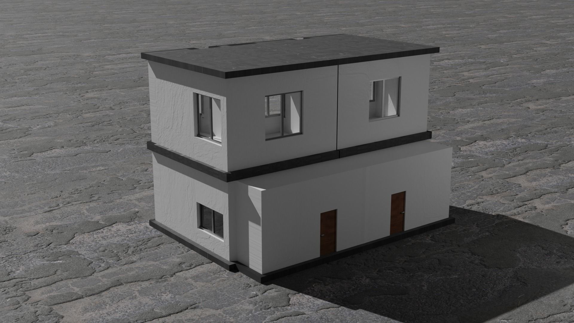 Simple Modern House 2 Low-poly 3D model_1