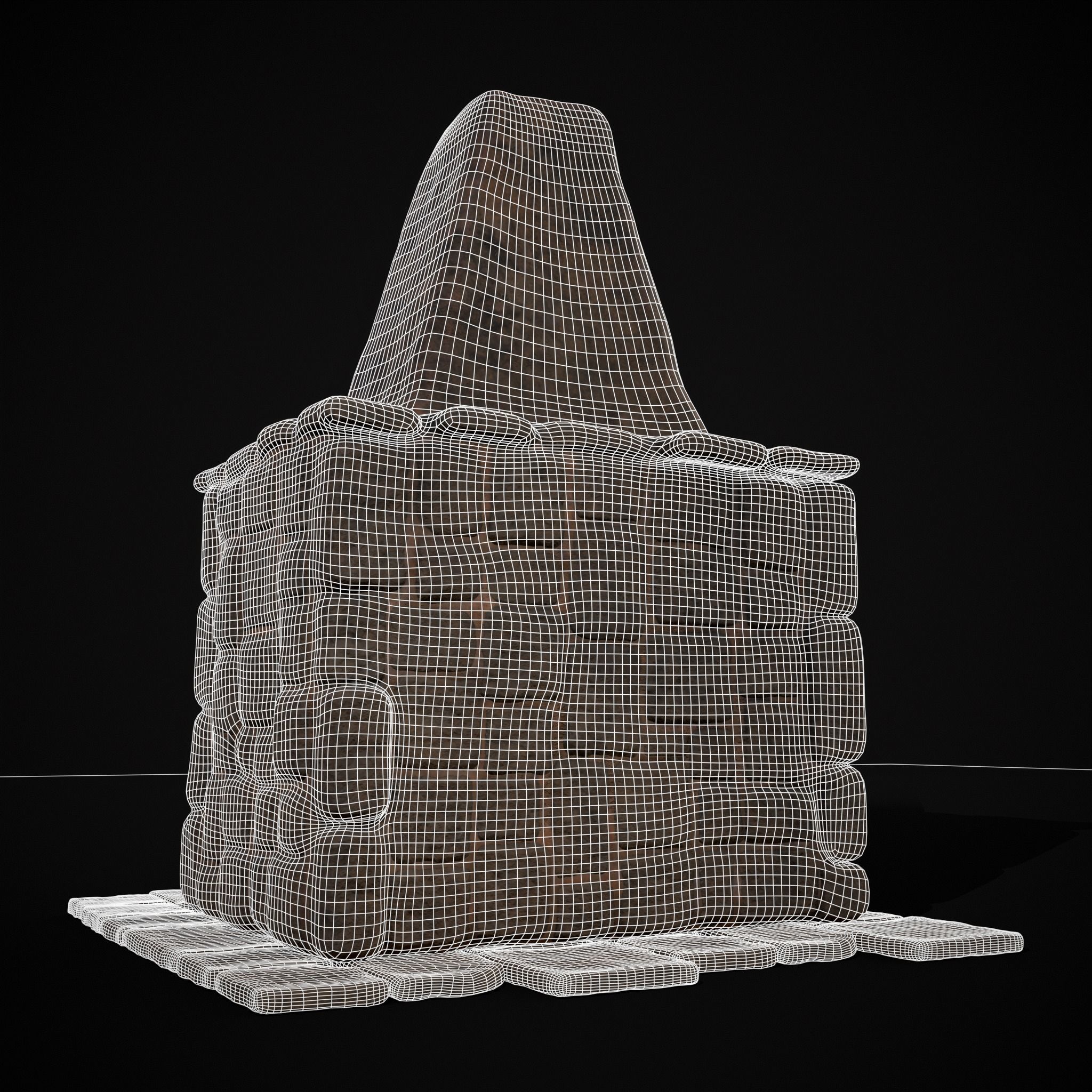 Medieval Mud Stone Fireplace Low-poly 3D model_26