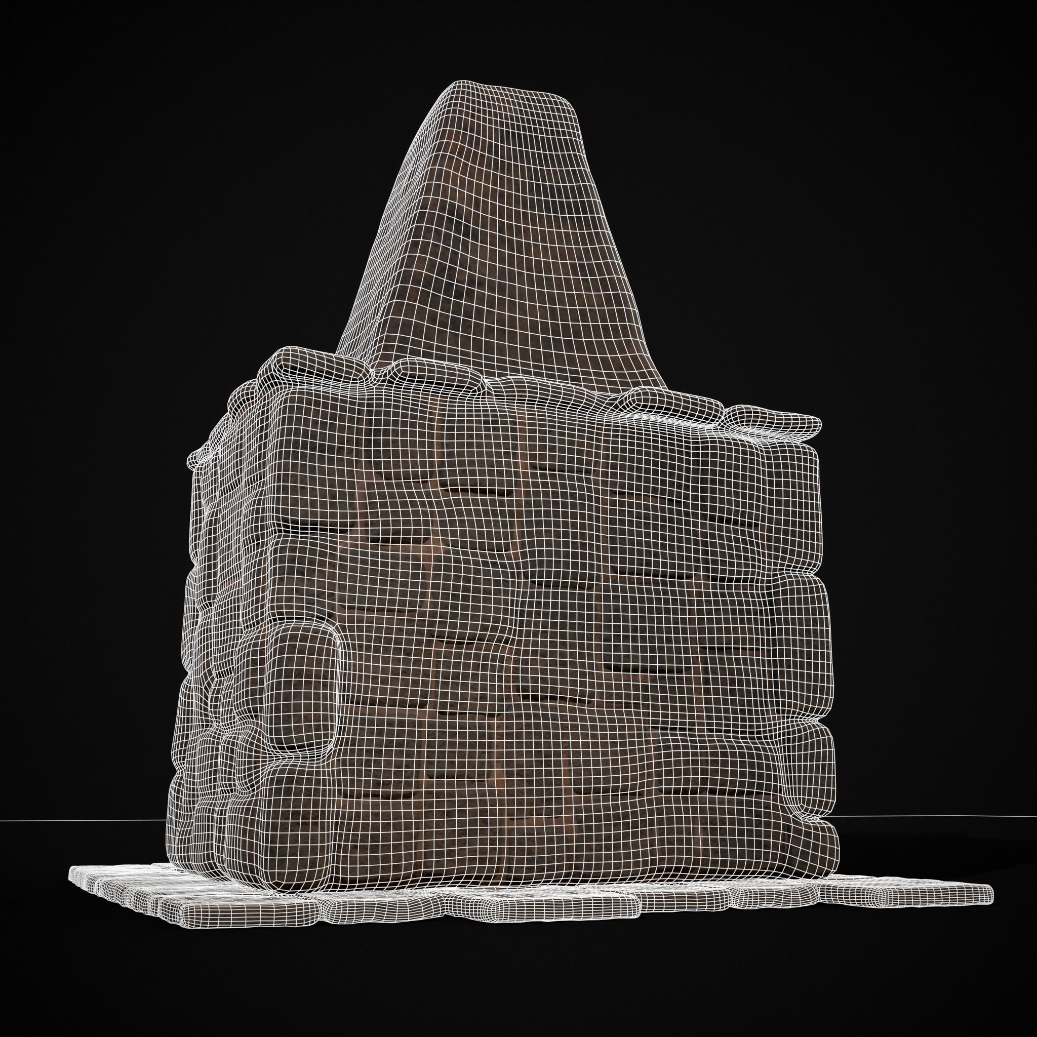 Medieval Mud Stone Fireplace Low-poly 3D model_30