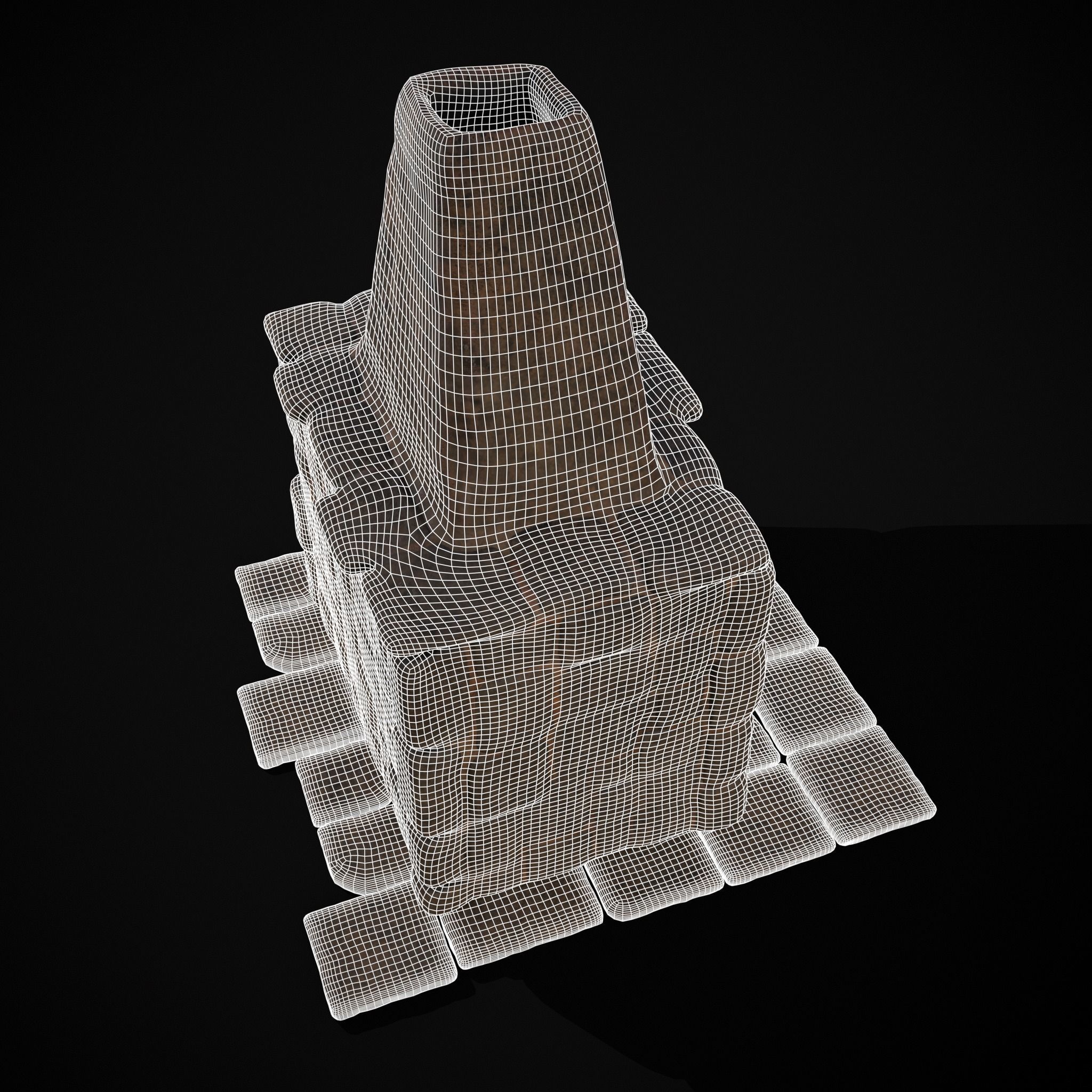 Medieval Mud Stone Fireplace Low-poly 3D model_28