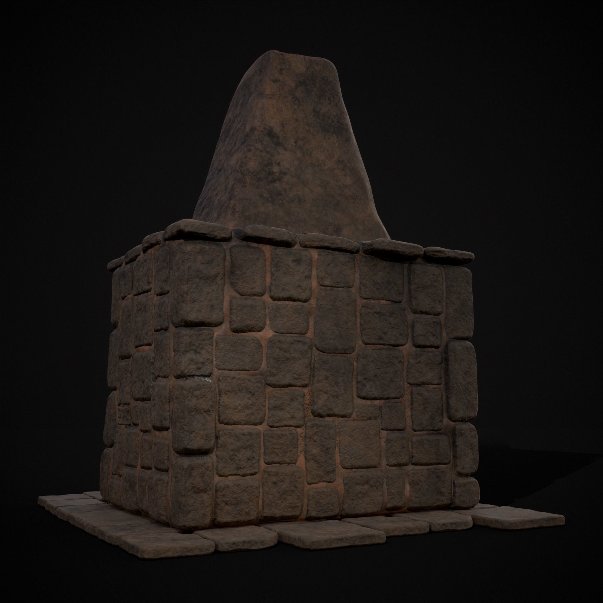 Medieval Mud Stone Fireplace Low-poly 3D model_25
