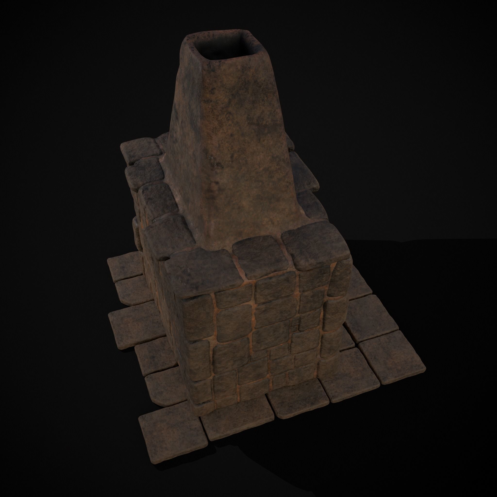 Medieval Mud Stone Fireplace Low-poly 3D model_27