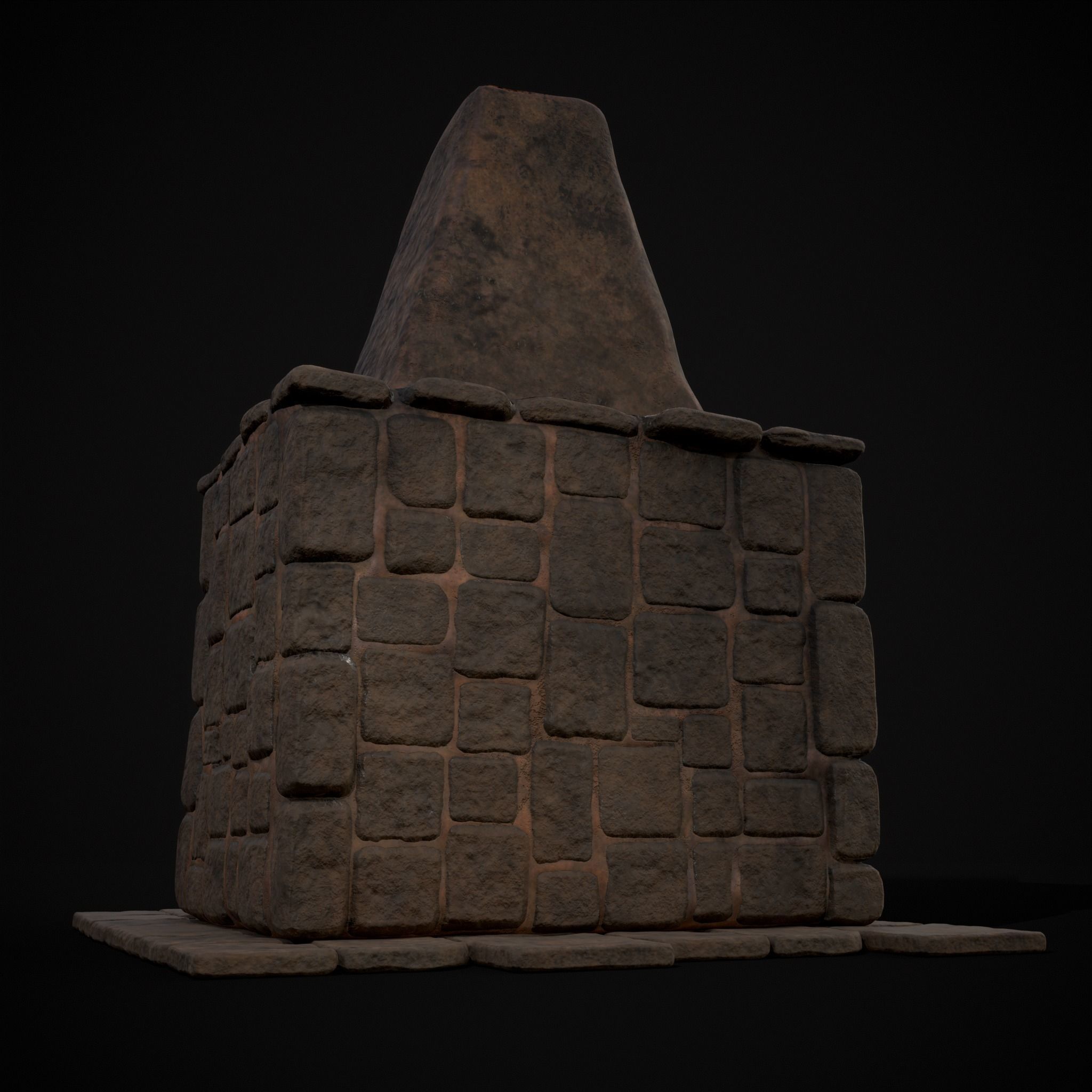 Medieval Mud Stone Fireplace Low-poly 3D model_29
