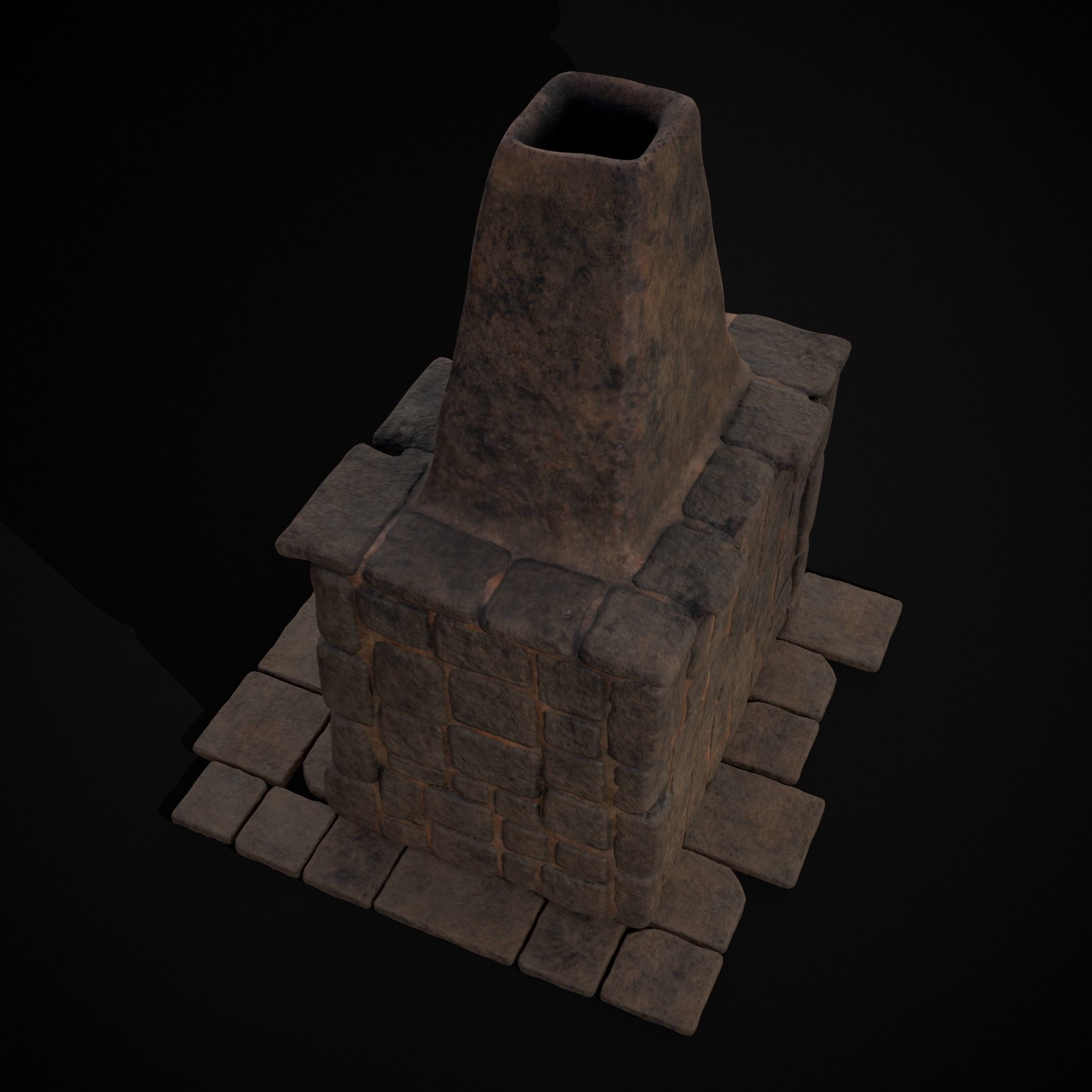Medieval Mud Stone Fireplace Low-poly 3D model_11