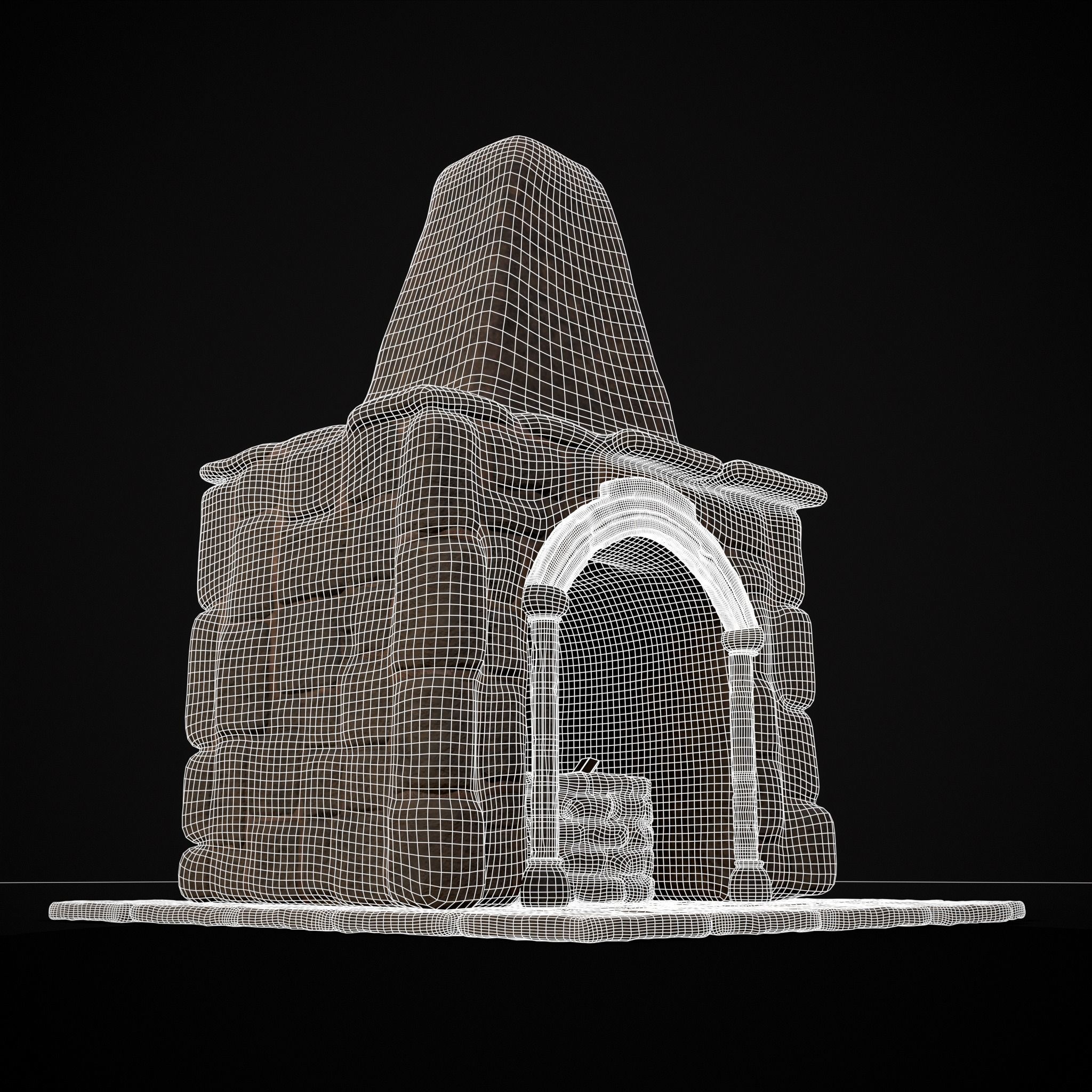 Medieval Mud Stone Fireplace Low-poly 3D model_24