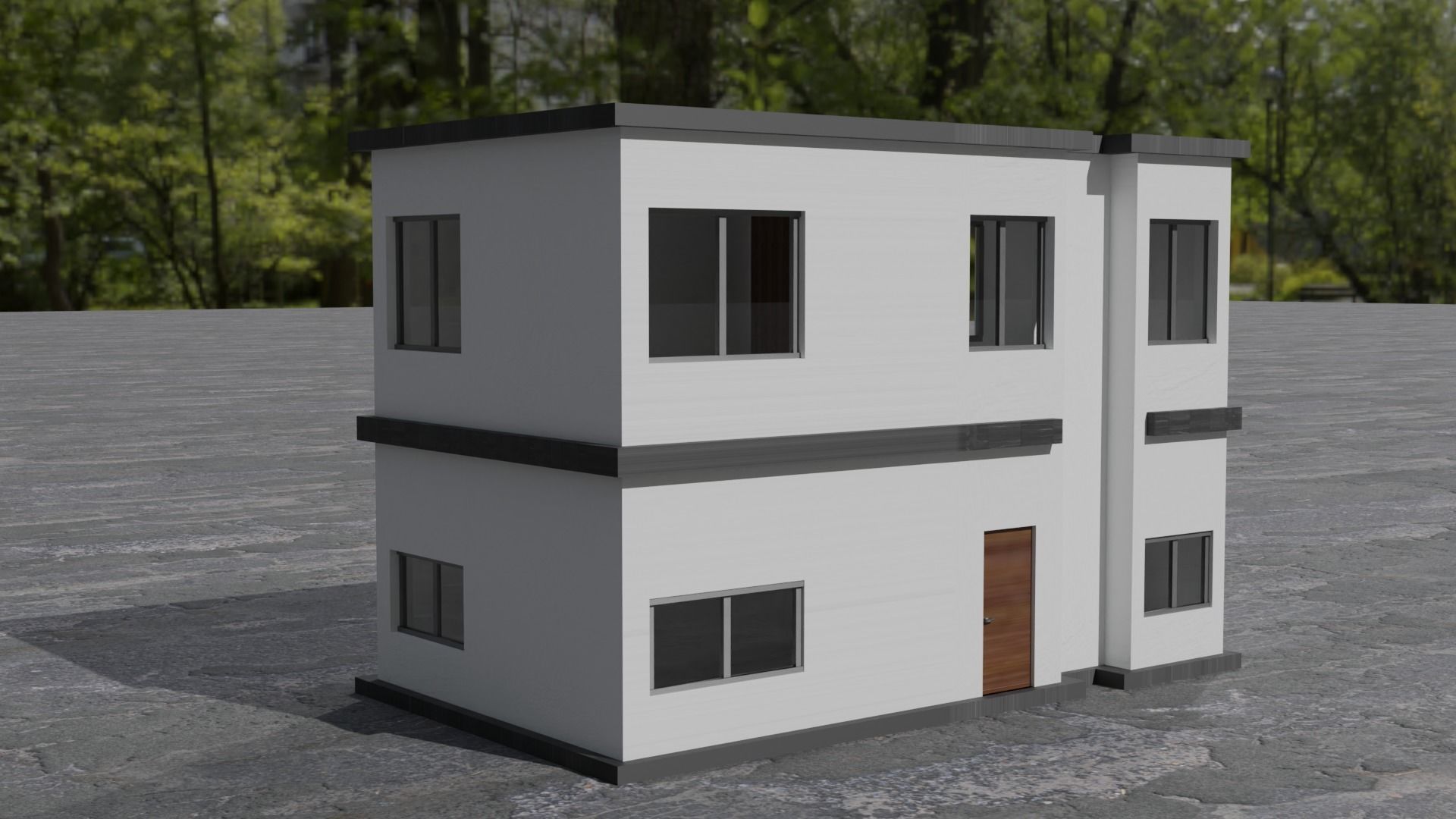 Simple Modern House 3 Low-poly 3D model_4