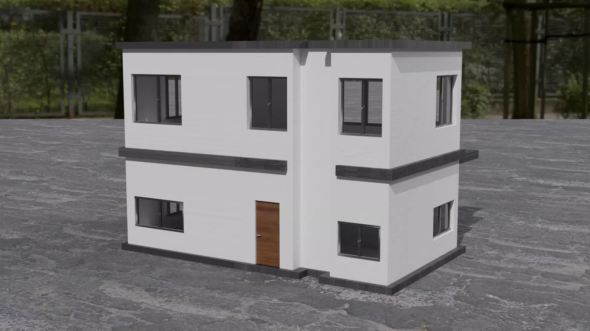 Simple Modern House 3 Low-poly 3D model_0