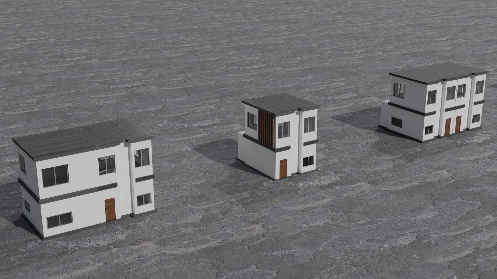 Simple Modern House 3 Low-poly 3D model_2