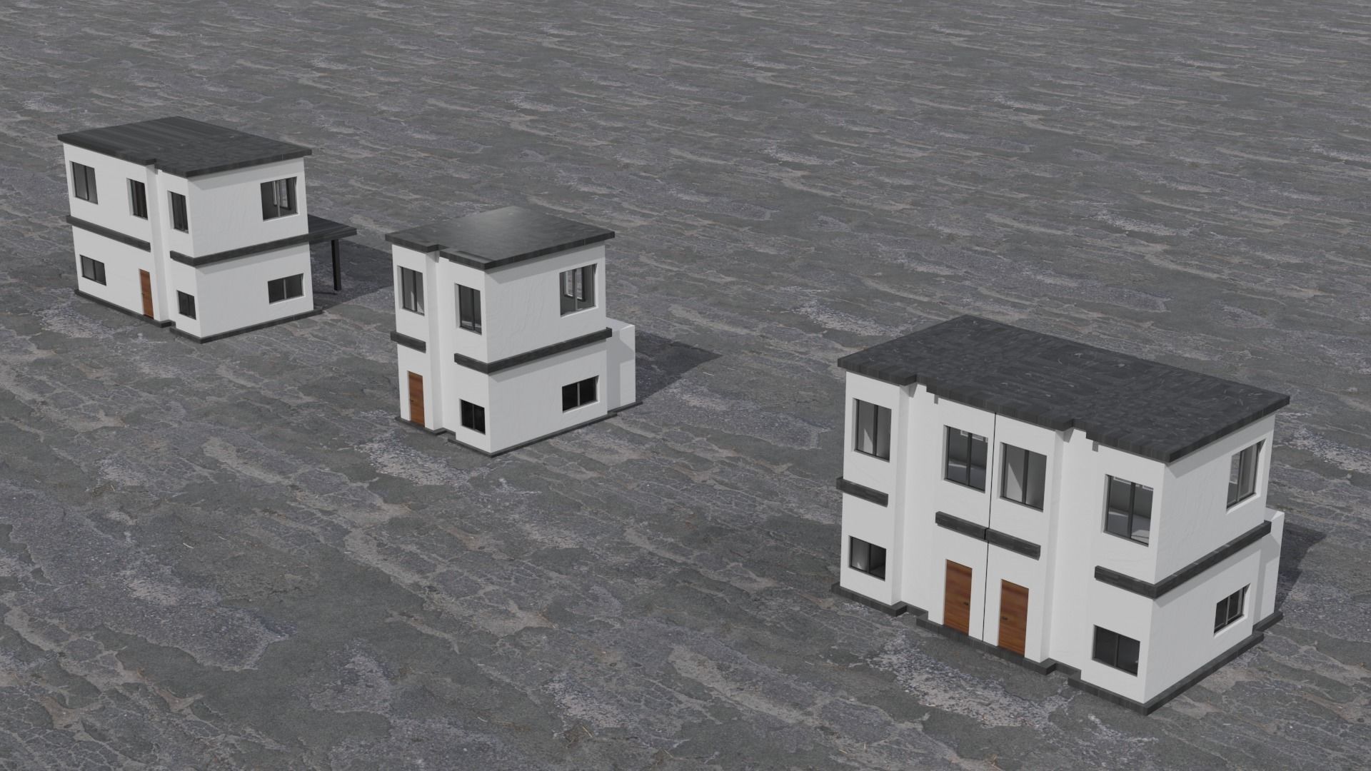 Simple Modern House 3 Low-poly 3D model_3