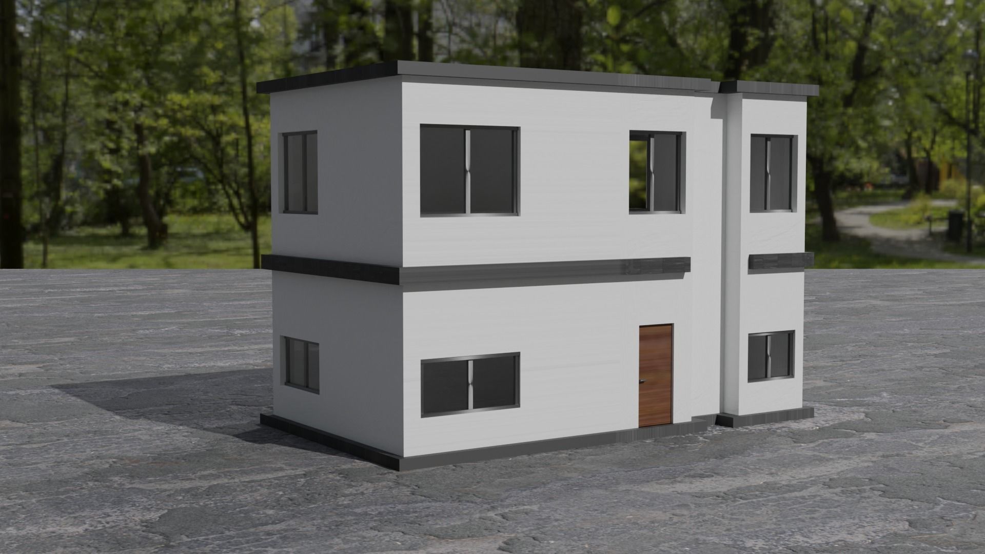 Simple Modern House 3 Low-poly 3D model_7
