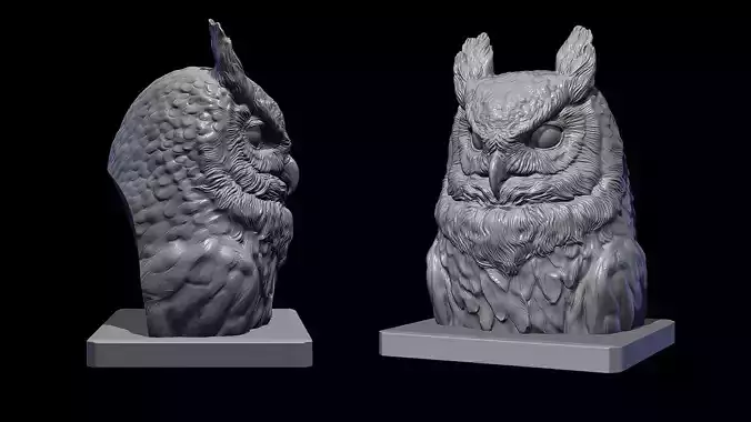 Owl head 3D print model Owl head 3D print model