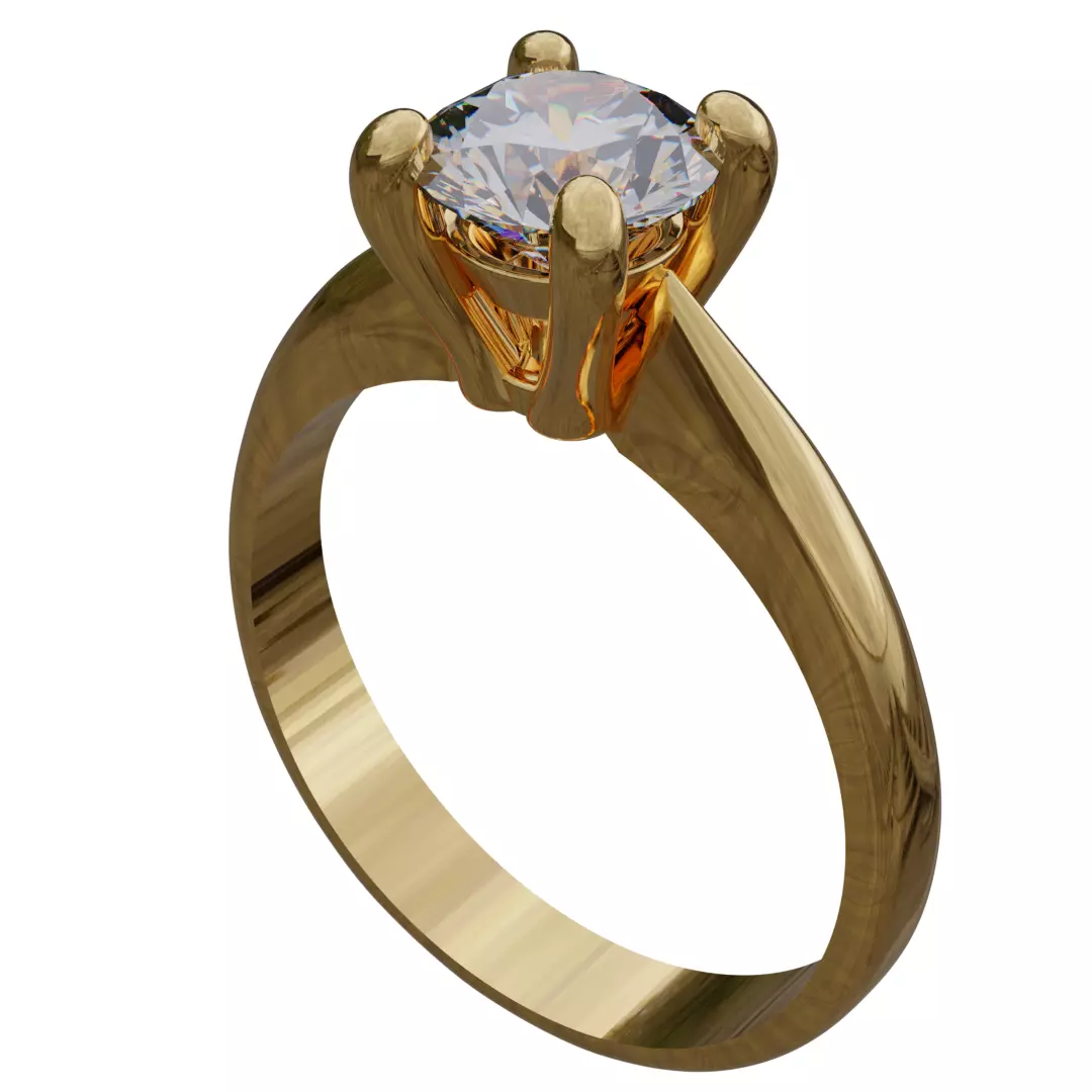 1ct diamond solitaire engagement ring US size 7 3D print model