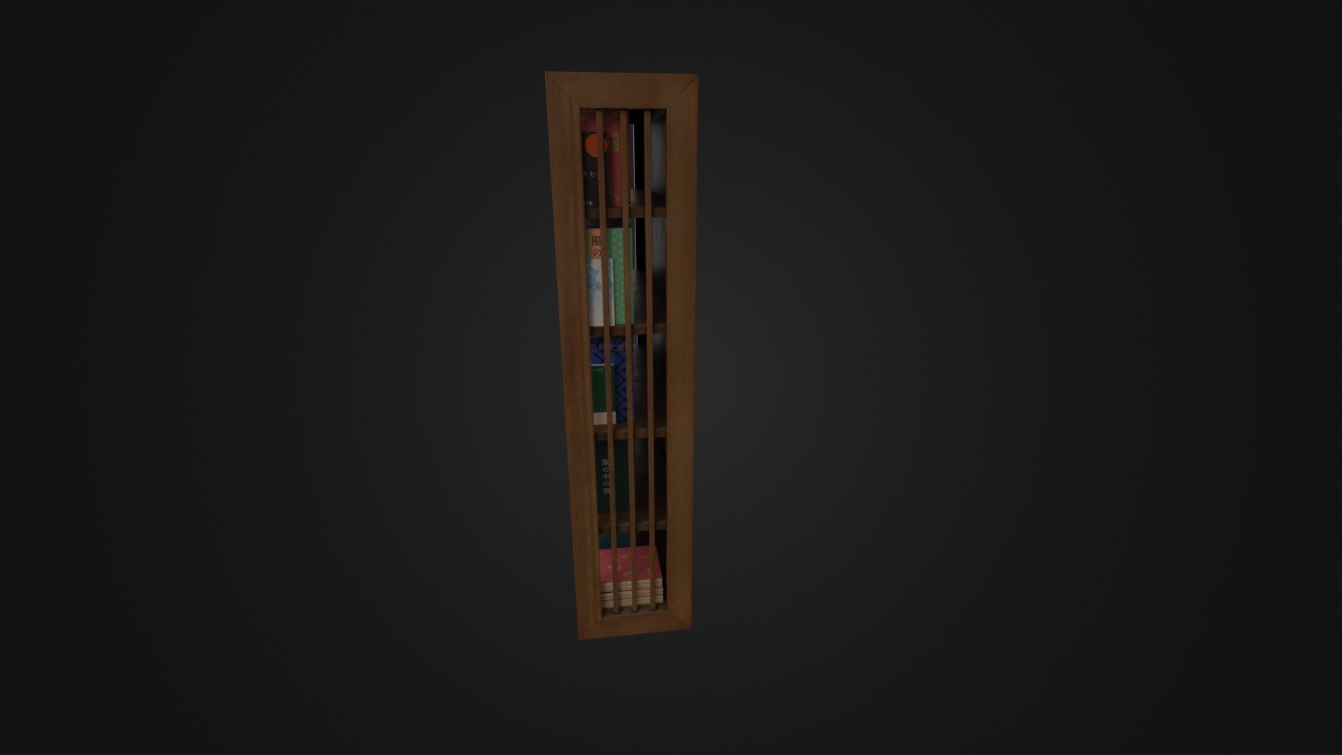 Bookshelf with Japanese Books 01 Low-poly 3D model_35