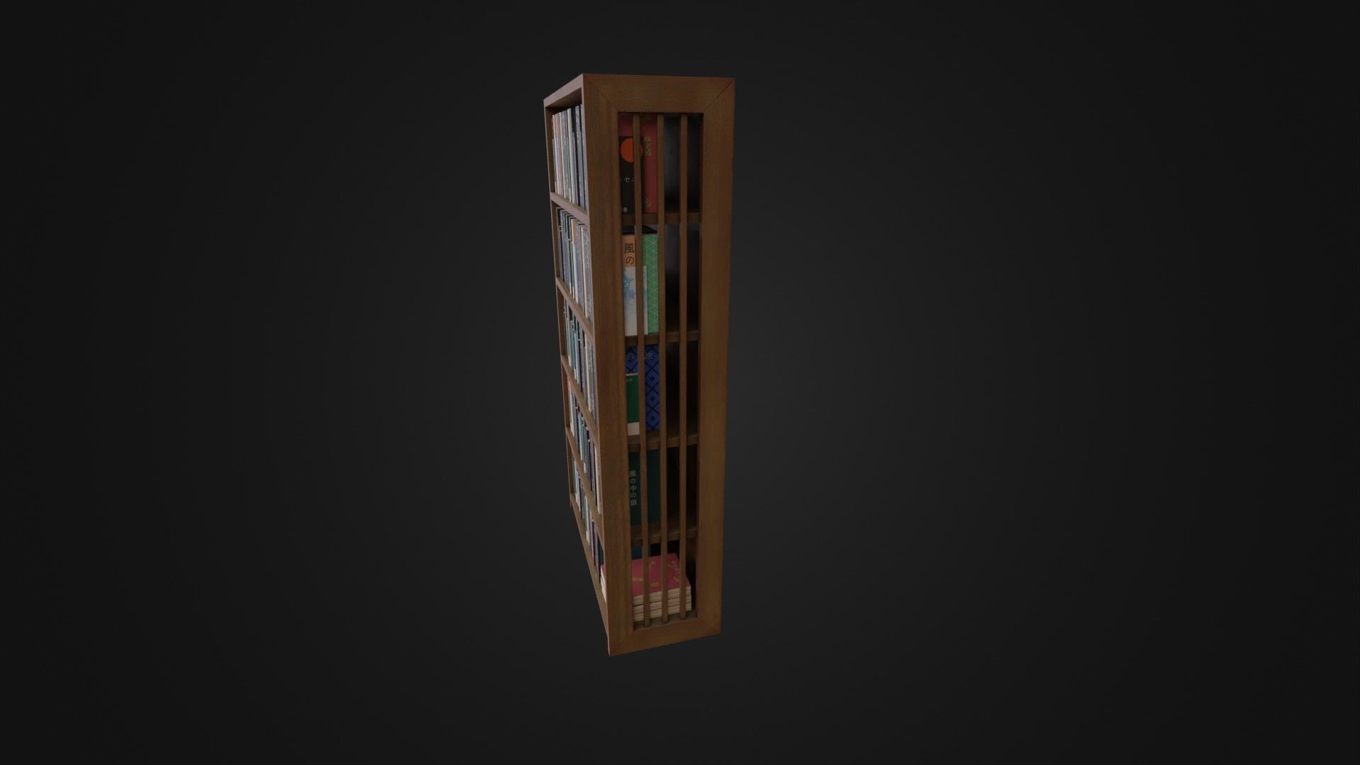 Bookshelf with Japanese Books 01 Low-poly 3D model_36