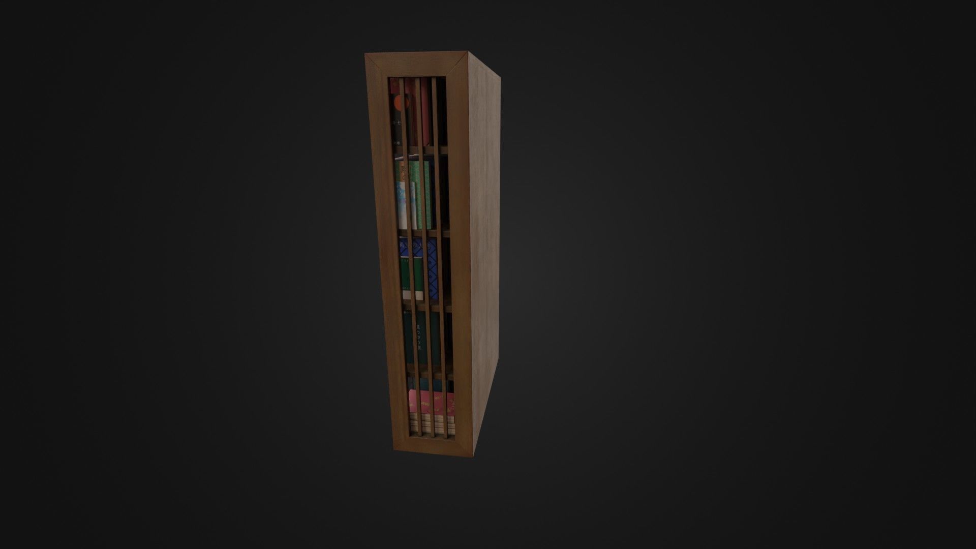 Bookshelf with Japanese Books 01 Low-poly 3D model_33