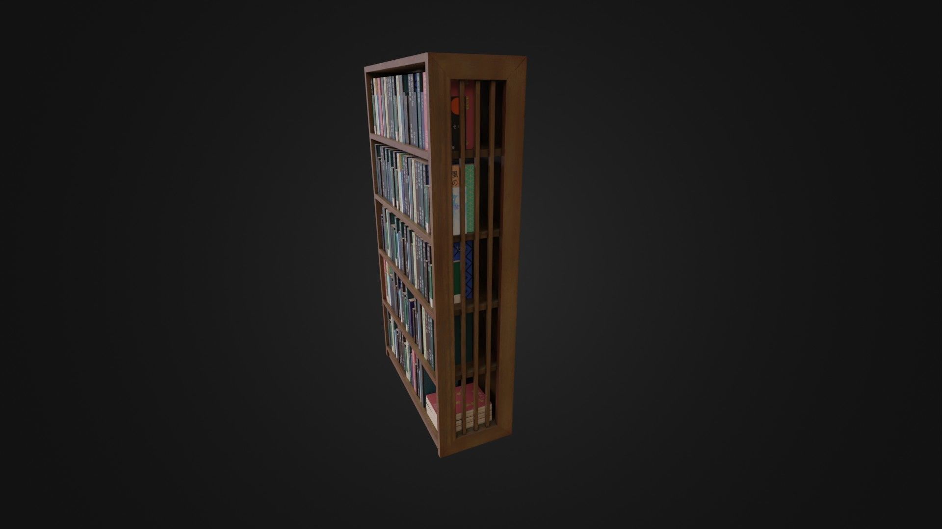 Bookshelf with Japanese Books 01 Low-poly 3D model_37