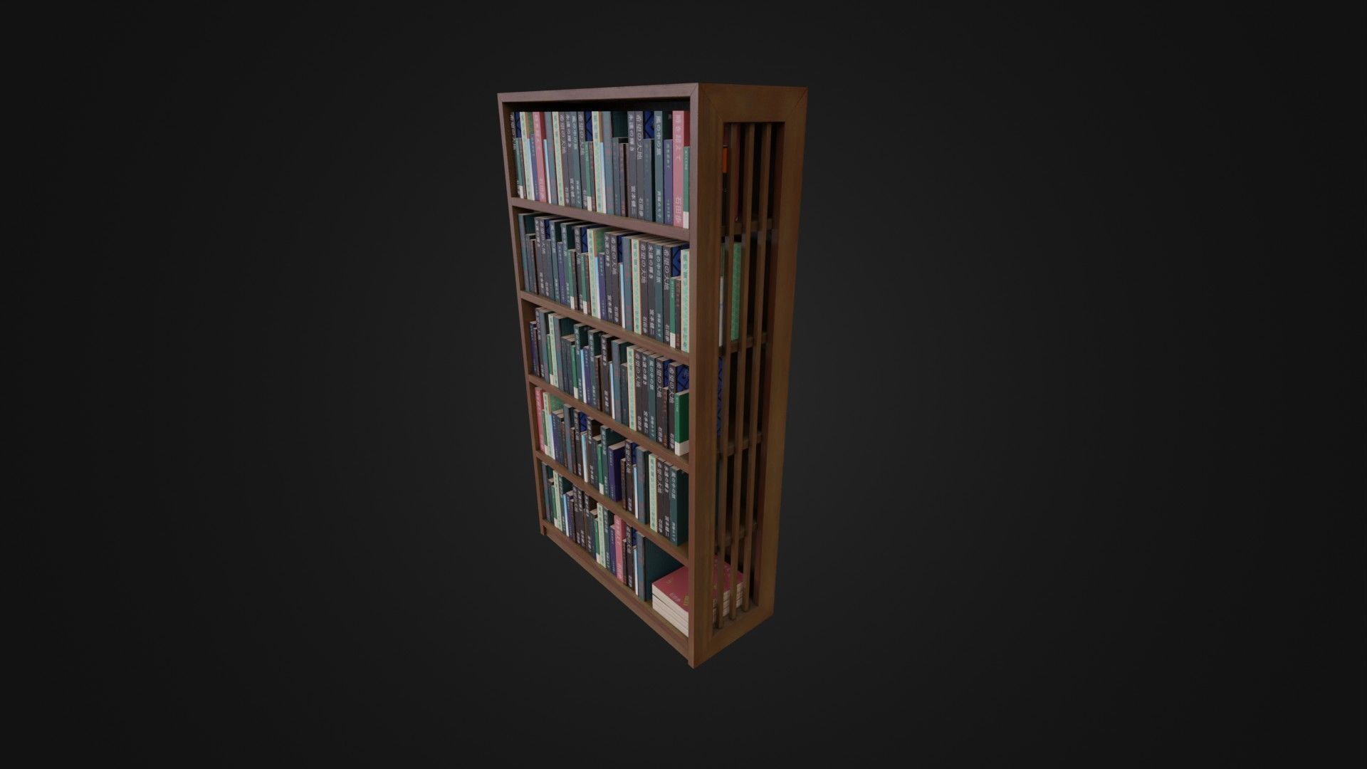 Bookshelf with Japanese Books 01 Low-poly 3D model_39