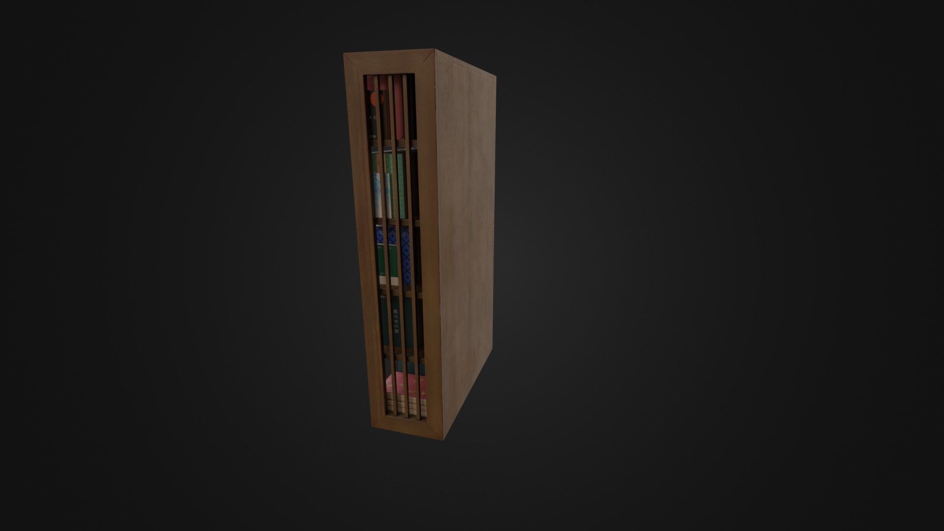 Bookshelf with Japanese Books 01 Low-poly 3D model_32
